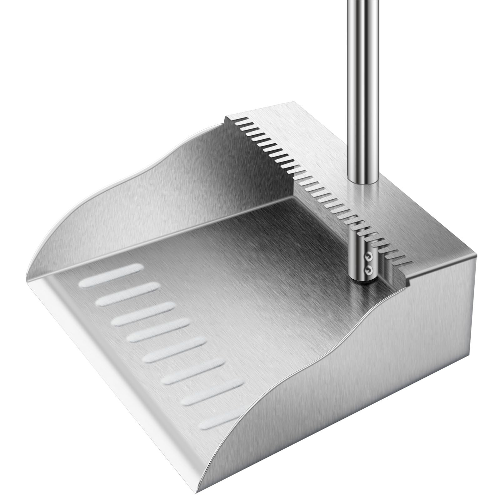 Metal Dust Pans with Long Handle,Heavy Duty Dust Pan with Handle,Upright Stan...