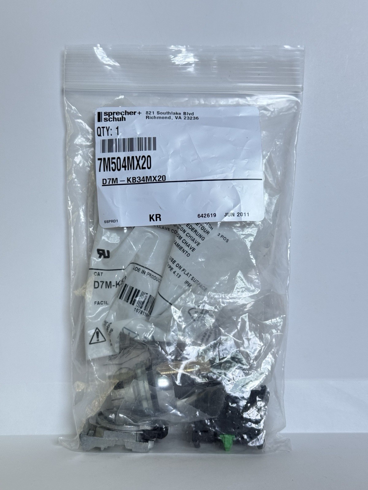Sprecher Schuh D7M-SL22PX01 Non -Illuminated Selector Switch Two Position 22mm