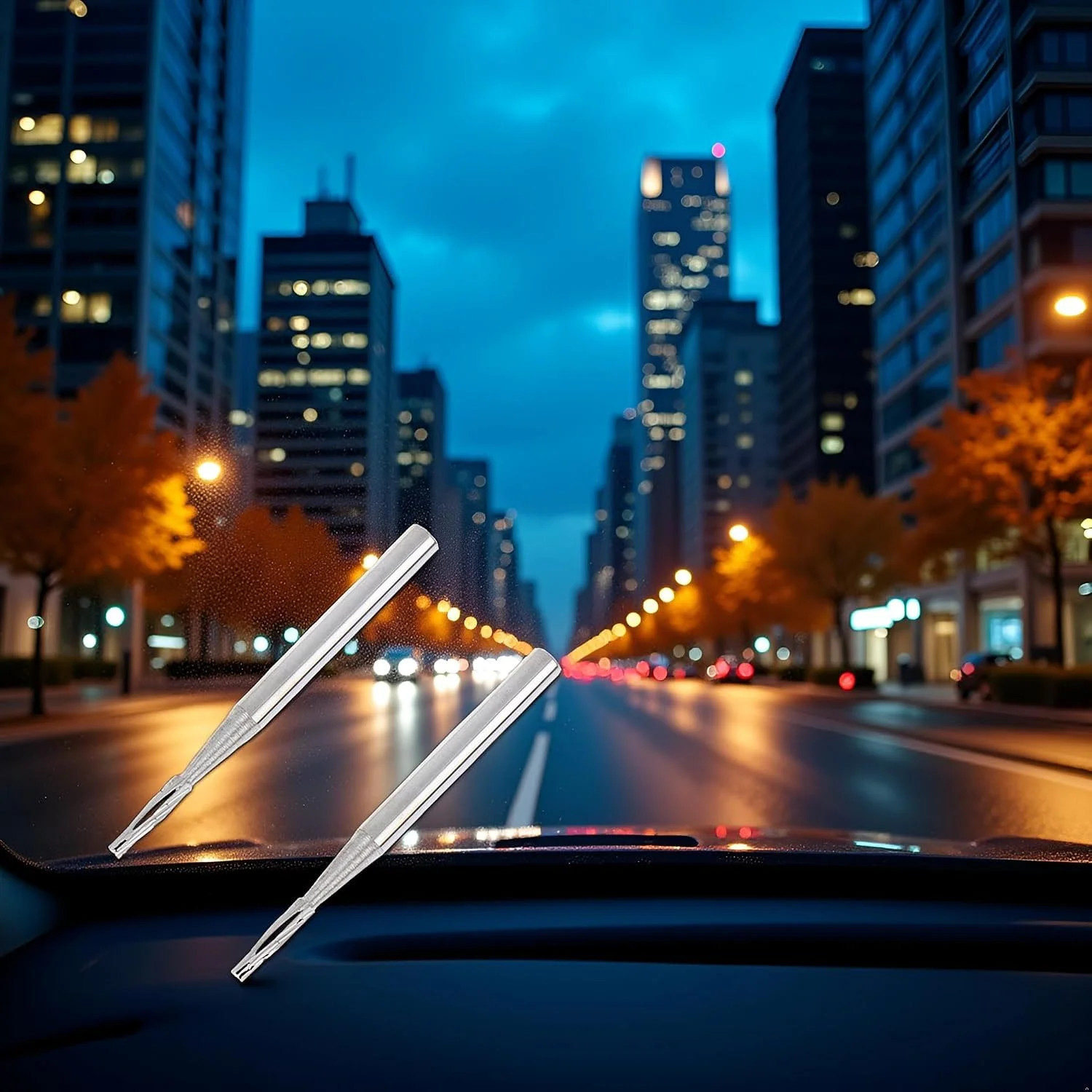 2Pcs Silver Professional Windshield Glass Drill Auto Glass Wind Shield Chip Repa