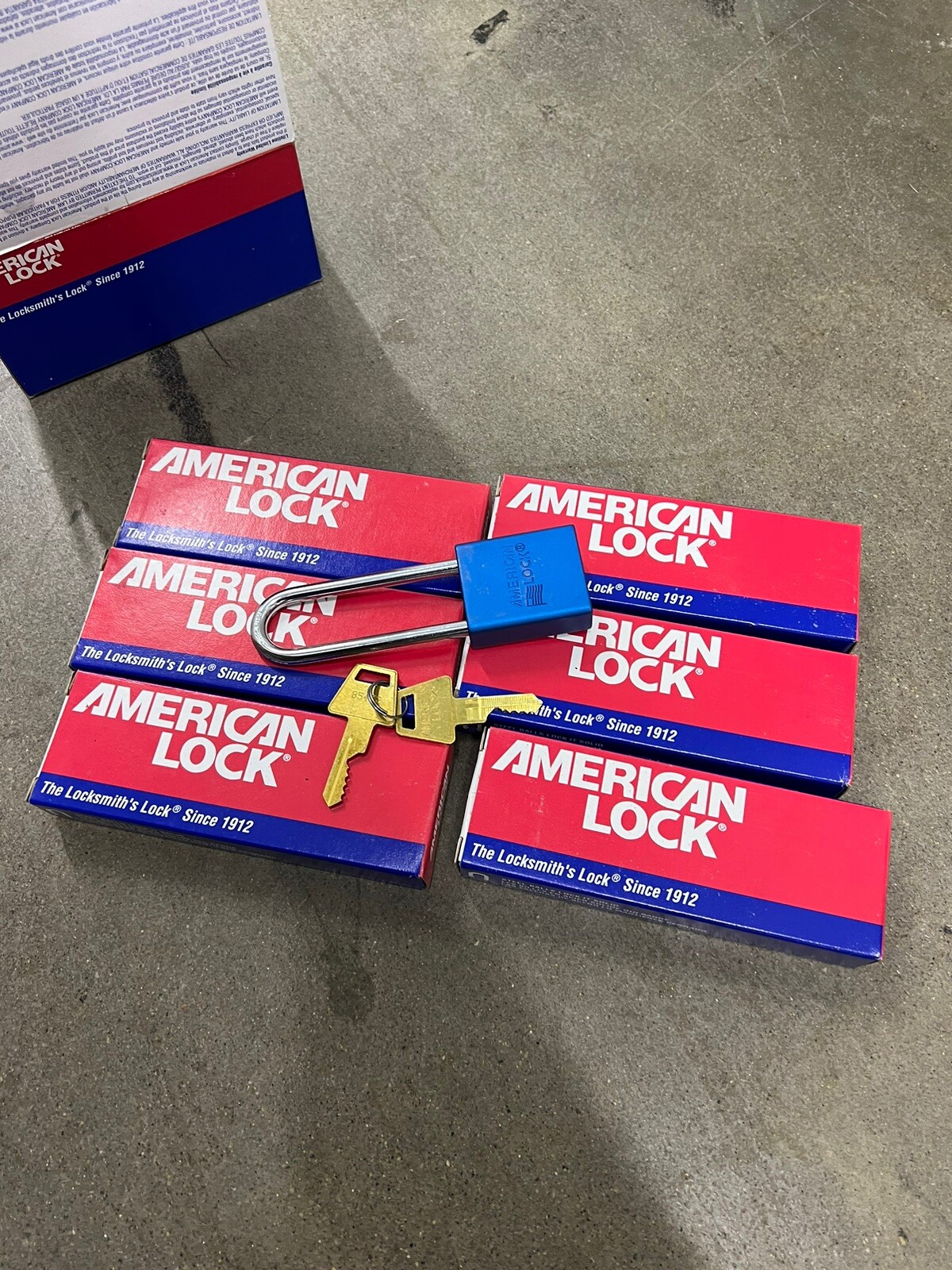 AMERICAN LOCK Lockout Padlock: Keyed Different, Aluminum 4END5 Set Of 6 Blue