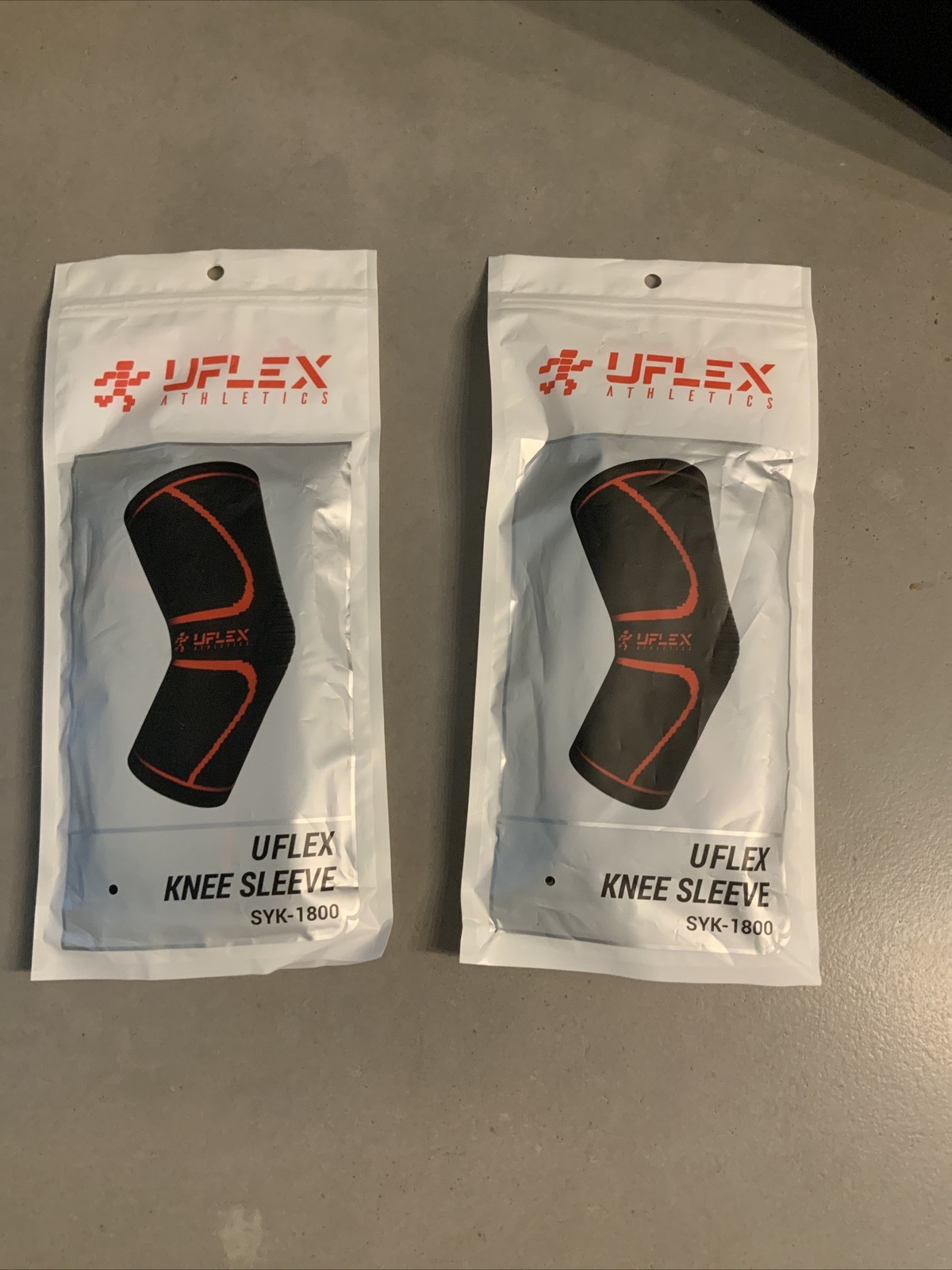Lot of 2 NEW UFLEX SYK-1800 KNEE SLEEVE LARGE FITNESS WEIGHTLIFTING
