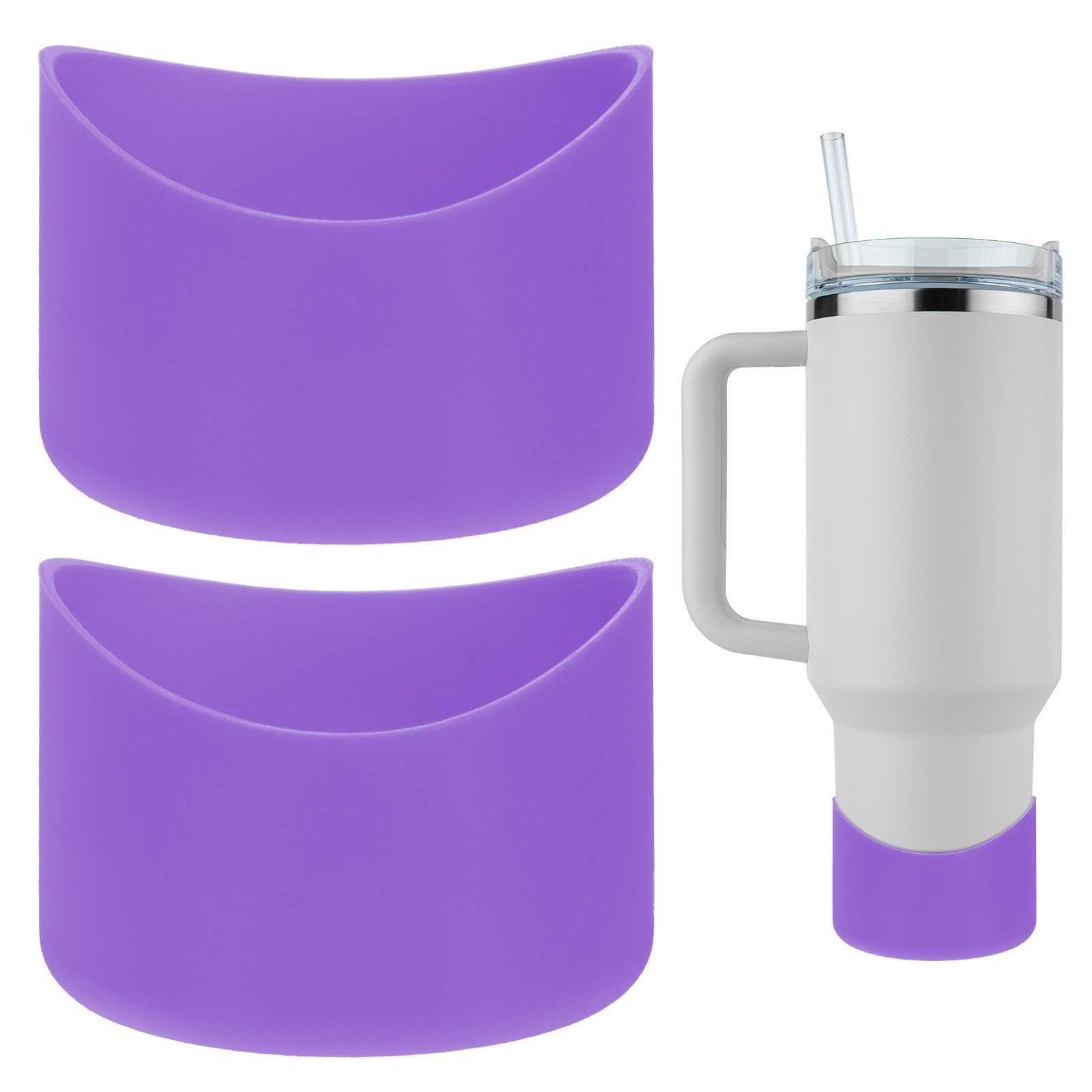 Silicone Water Bottle Boot [2PCS] - Anti-Slip Protective Sleeve [Violet - 2.7IN]