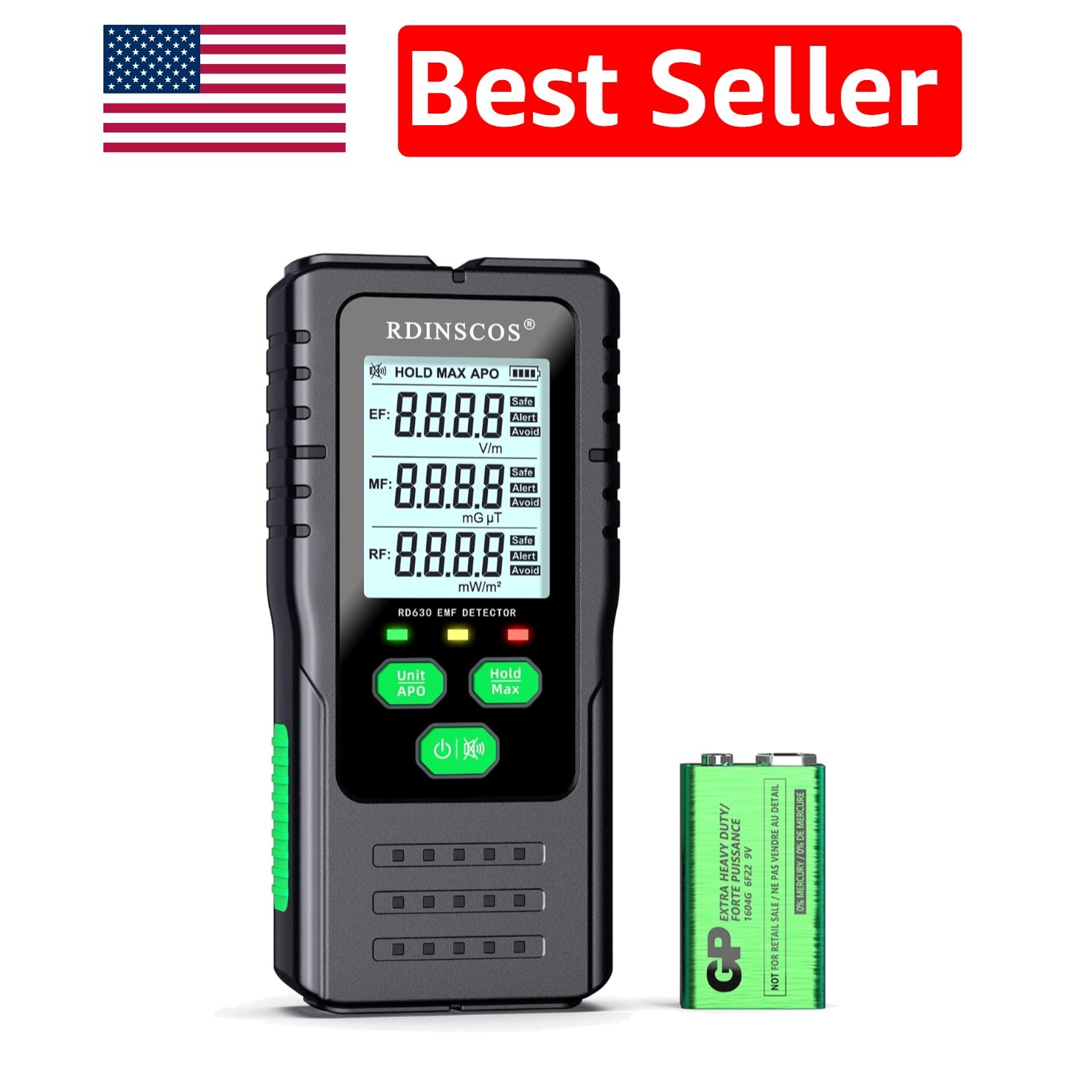 EMF Detector - Detects 3 Types of Electromagnetic Radiation Safely