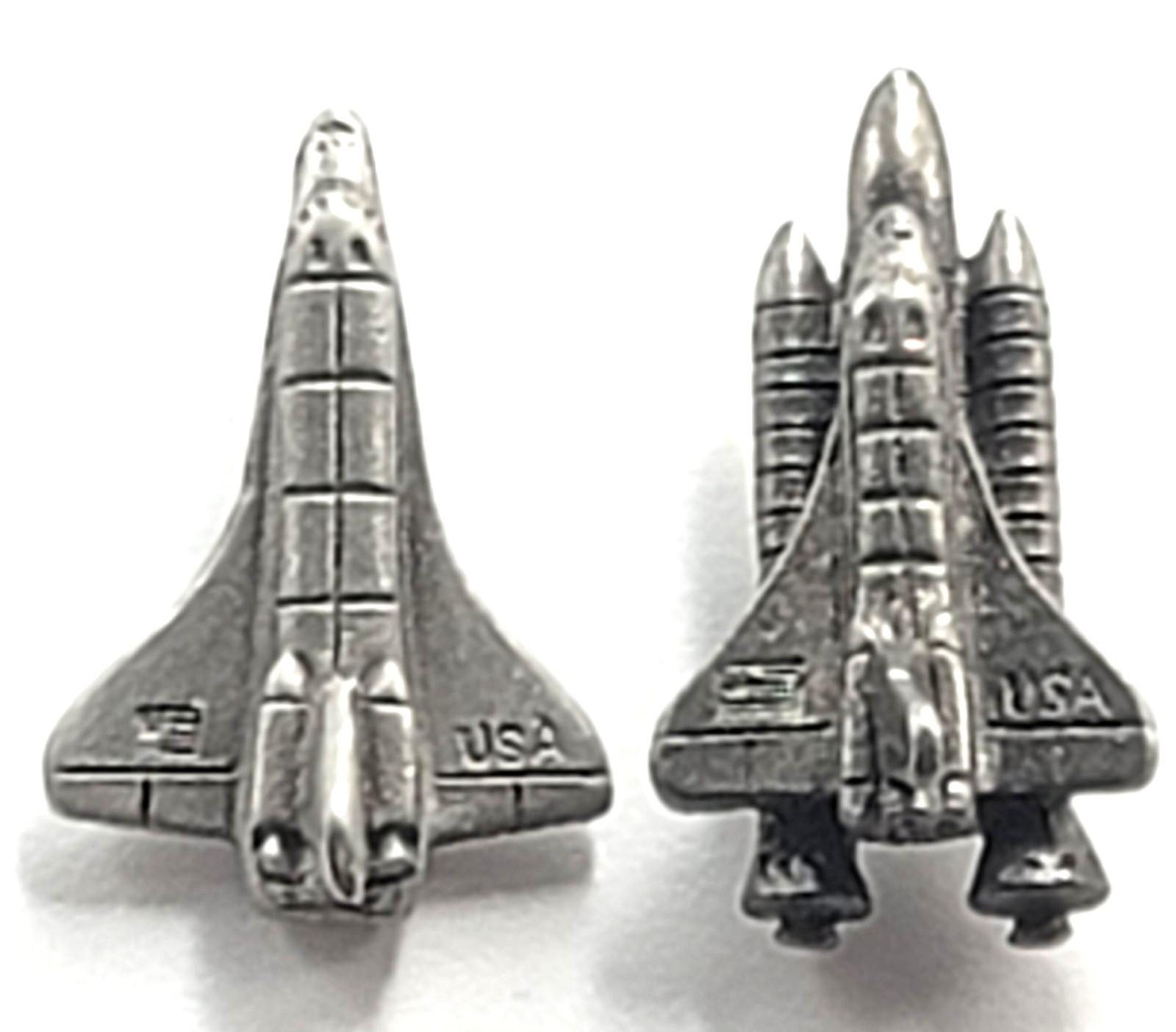 NASA Space Shuttle USA Pins Lot 2 Orbiter External Tank Booster Pewter Vintage