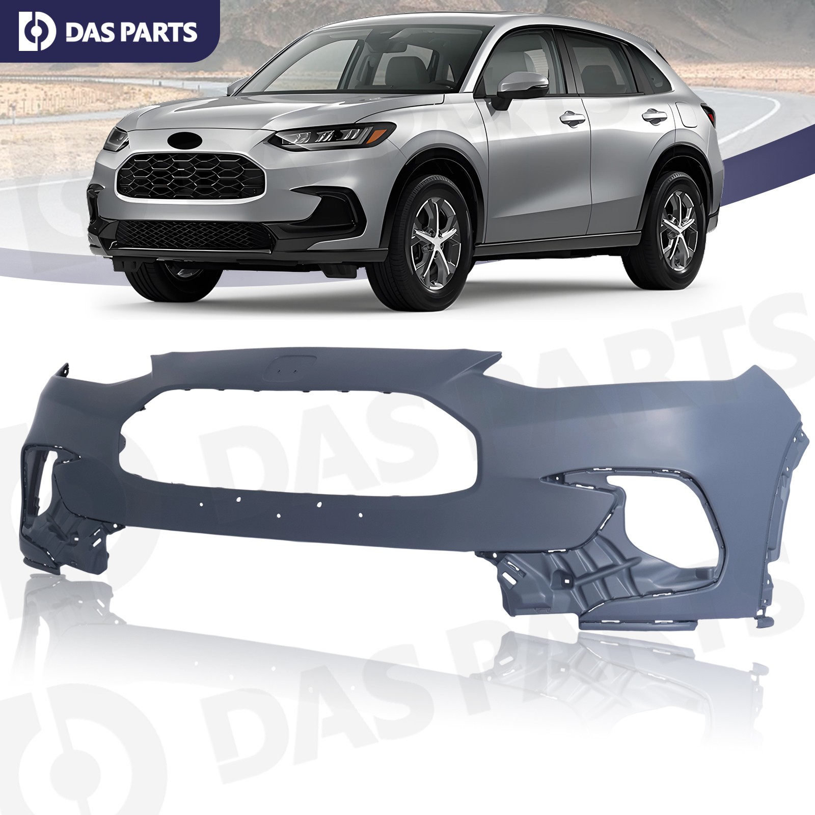 For 2023-2025 Honda HR-V EX-L Front Bumper Cover Fascia w/o Sensor Holes Primed