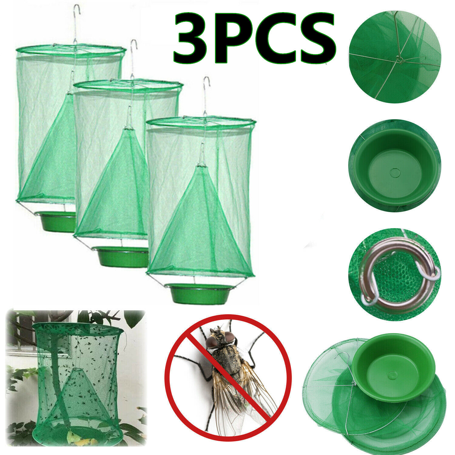 3Pcs The Ranch Fly Trap Outdoor Fly Trap Killer Bug Cage Net Perfect For Horses