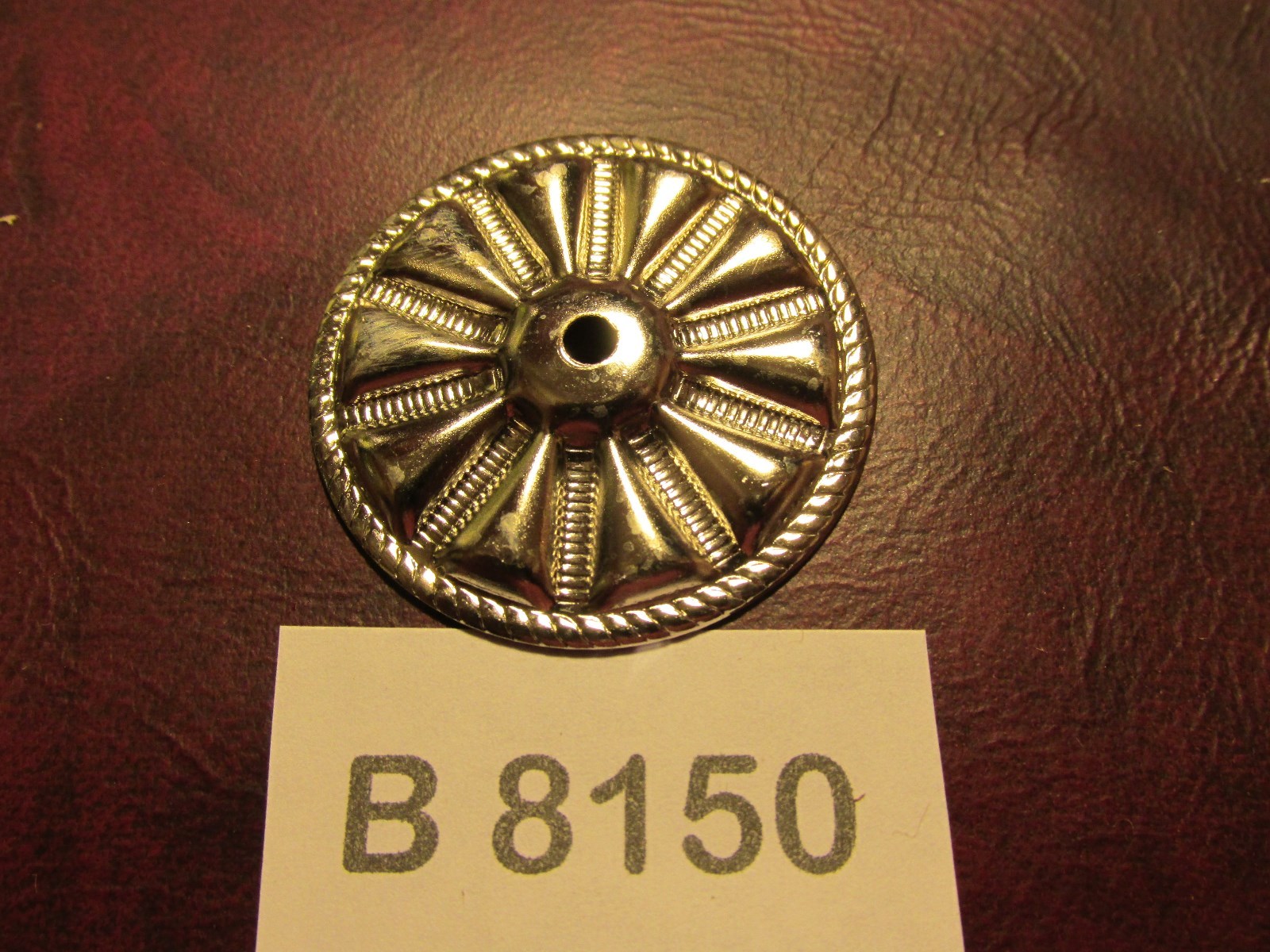 # 8150 ROUND  CONCHO 6 pcs  NICKEL PLATED  CENTER HOLE   NEW !  Leather belts