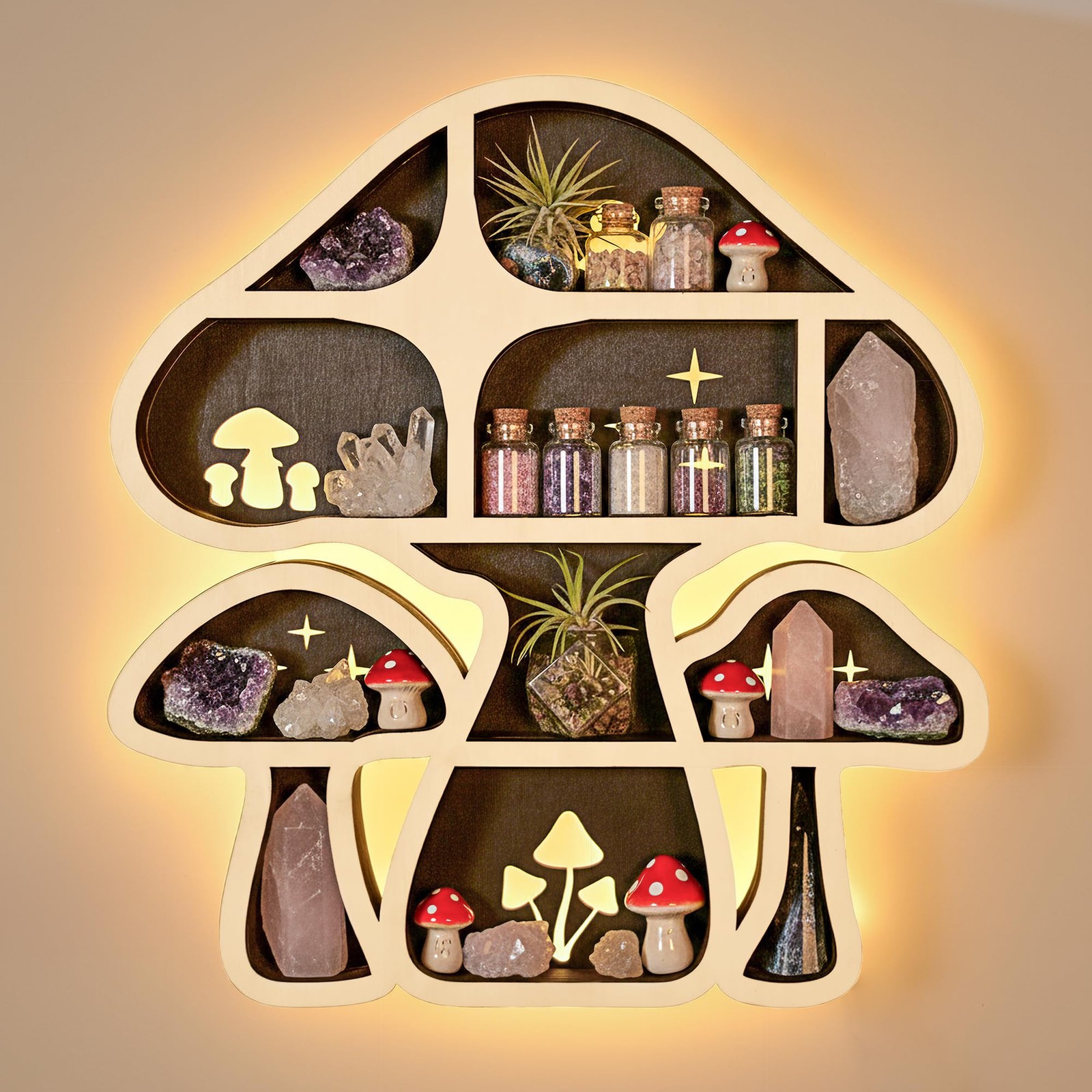 LED Mushroom Decor Cute Floating Standard, 3 Mushrooms - Led