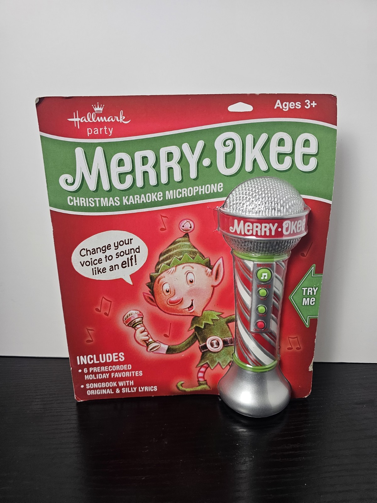 Hallmark Party Merry-Okee Christmas Elf Karaoke Microphone 7 1/2" NEW Sealed