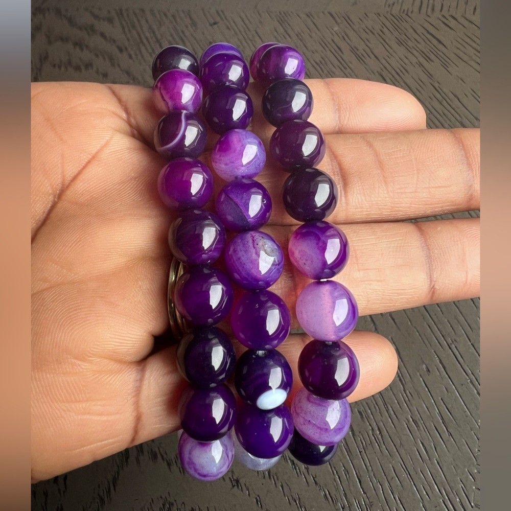 Purple lace agate 10mm 6.5’ (one)