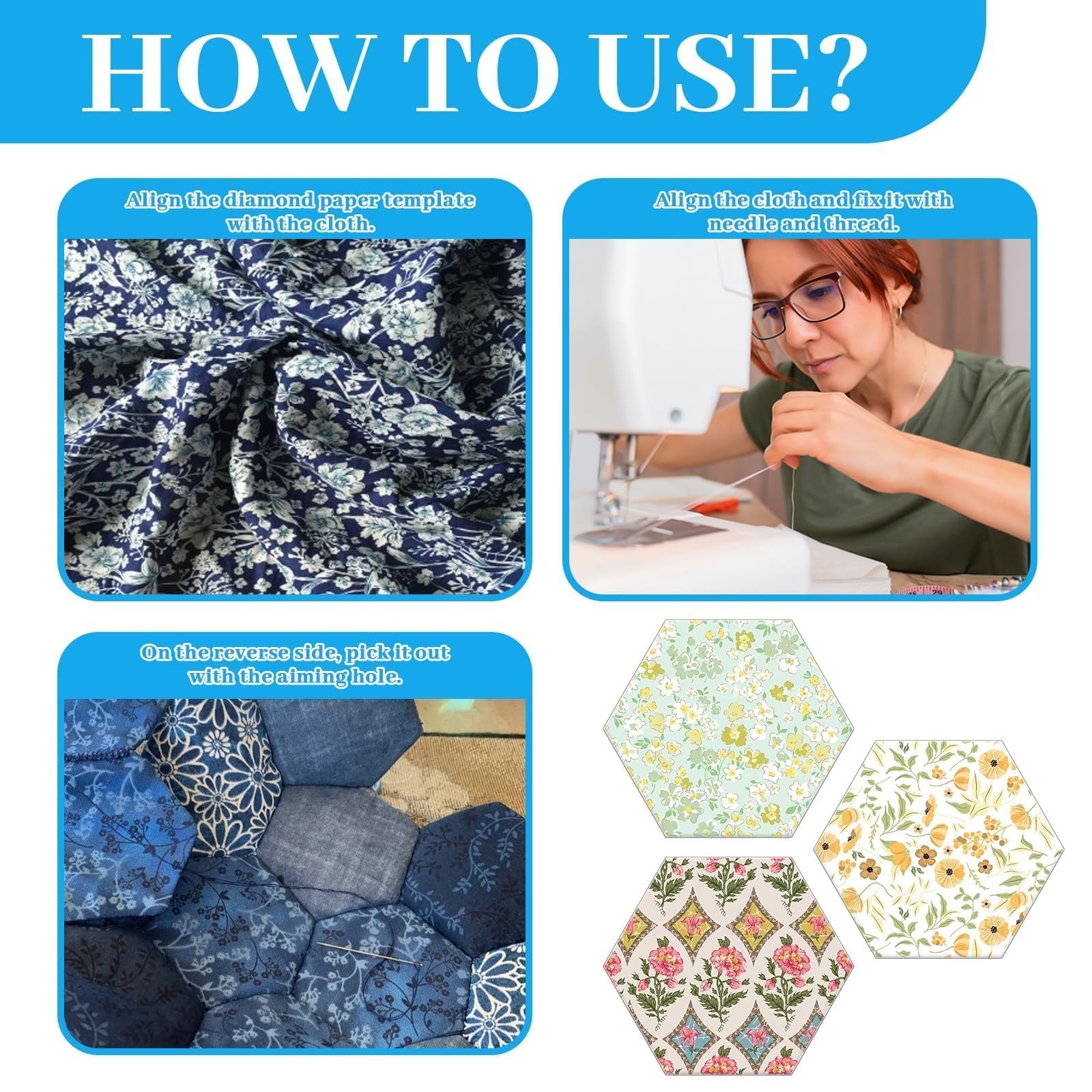 500 PCS Paper Piecing 1 Inch Hexagon Quilting Templates DIY Patchwork