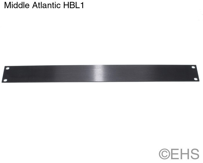 Middle Atlantic HBL1 1 RU Flat Blank Rack Panel, Black Brushed and Anodized Alum