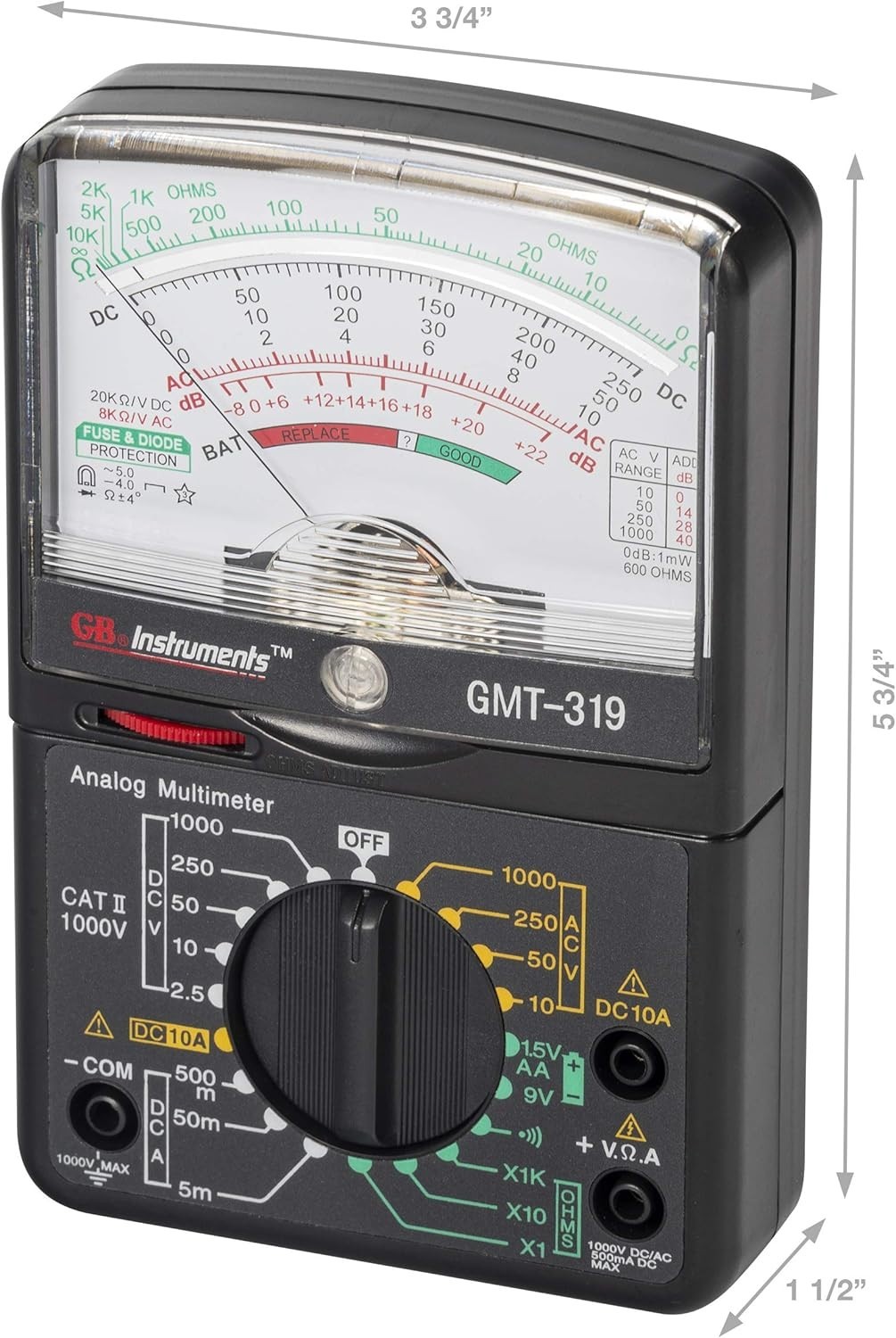 GMT-319 Multimeter Tester, RJ-45 & RJ-11, 7 Function / 19 Range 1000V Black