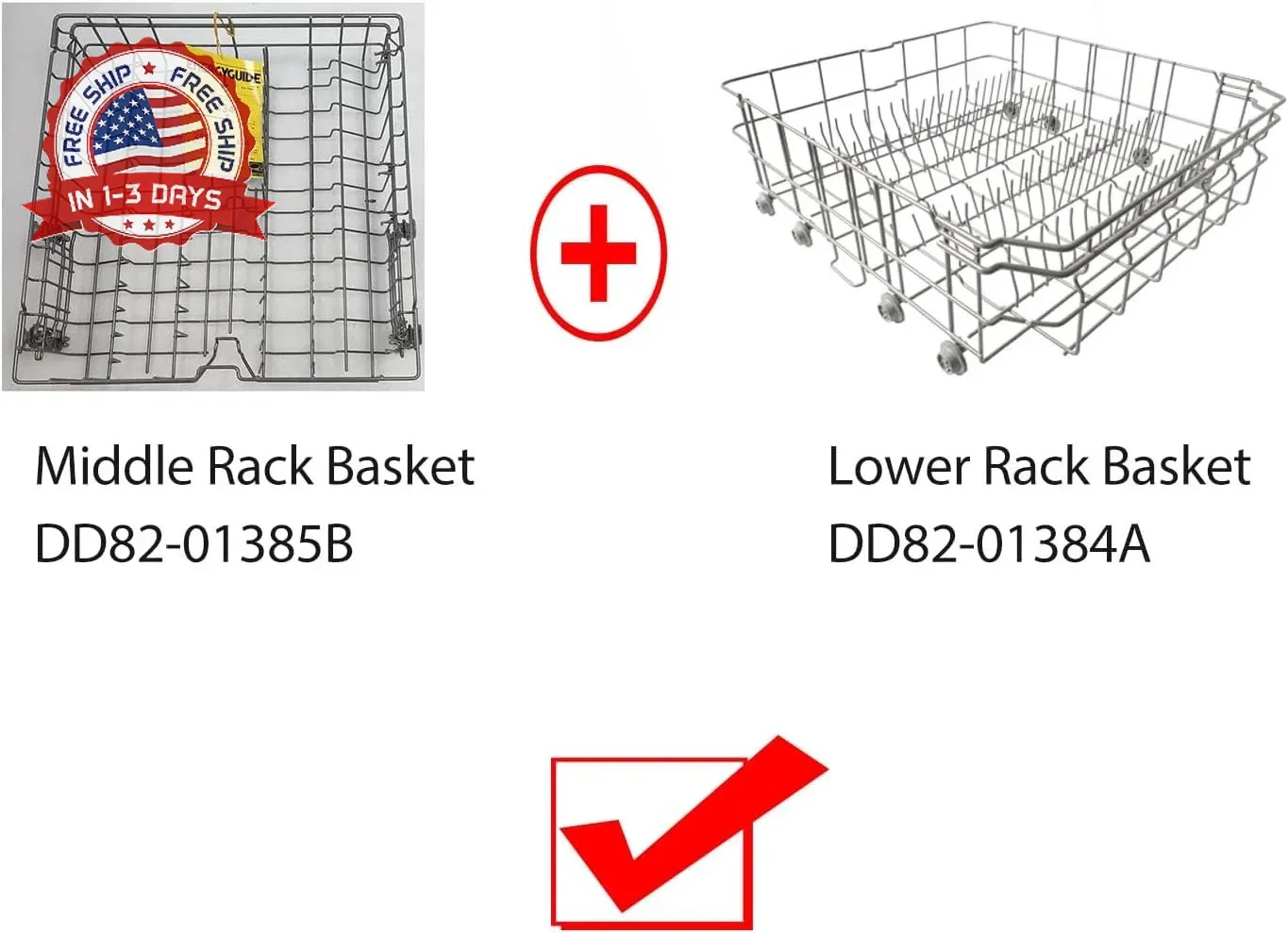 2026 Upgraded DD82-01385B A/S Middle Rack Assembly Replacement for Samsung Dishw
