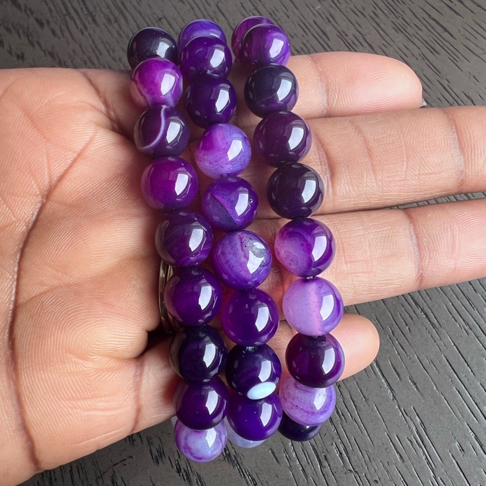 Purple lace agate 10mm 6.5’ (one)