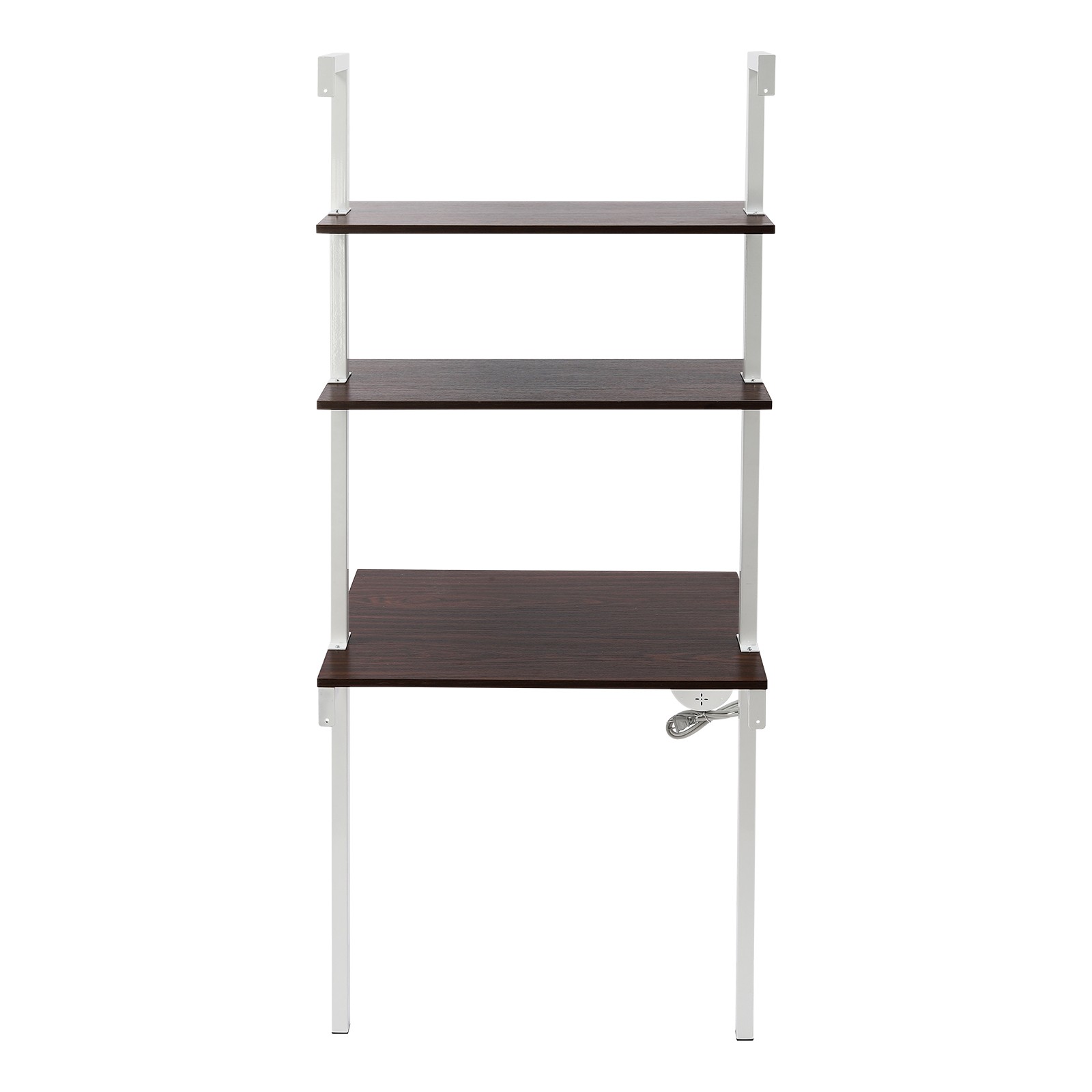 3 Tiers Computer Desk Wall Mounted Storage Shelf 72.5" Work Table W/ Power Strip