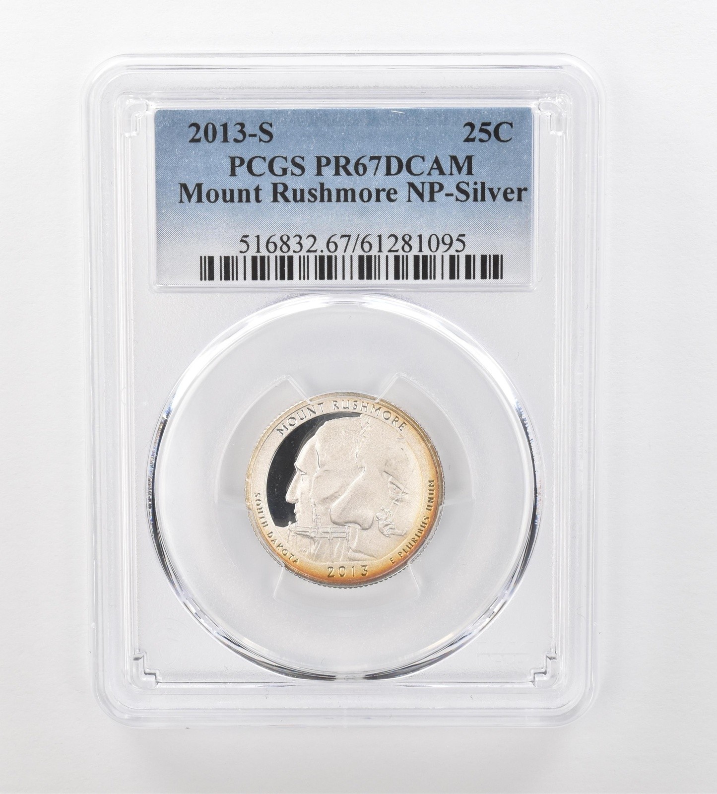 2013-S ATB Quarter Mount Rushmore Silver PR67 DCAM PCGS Peripheral Tone *0950