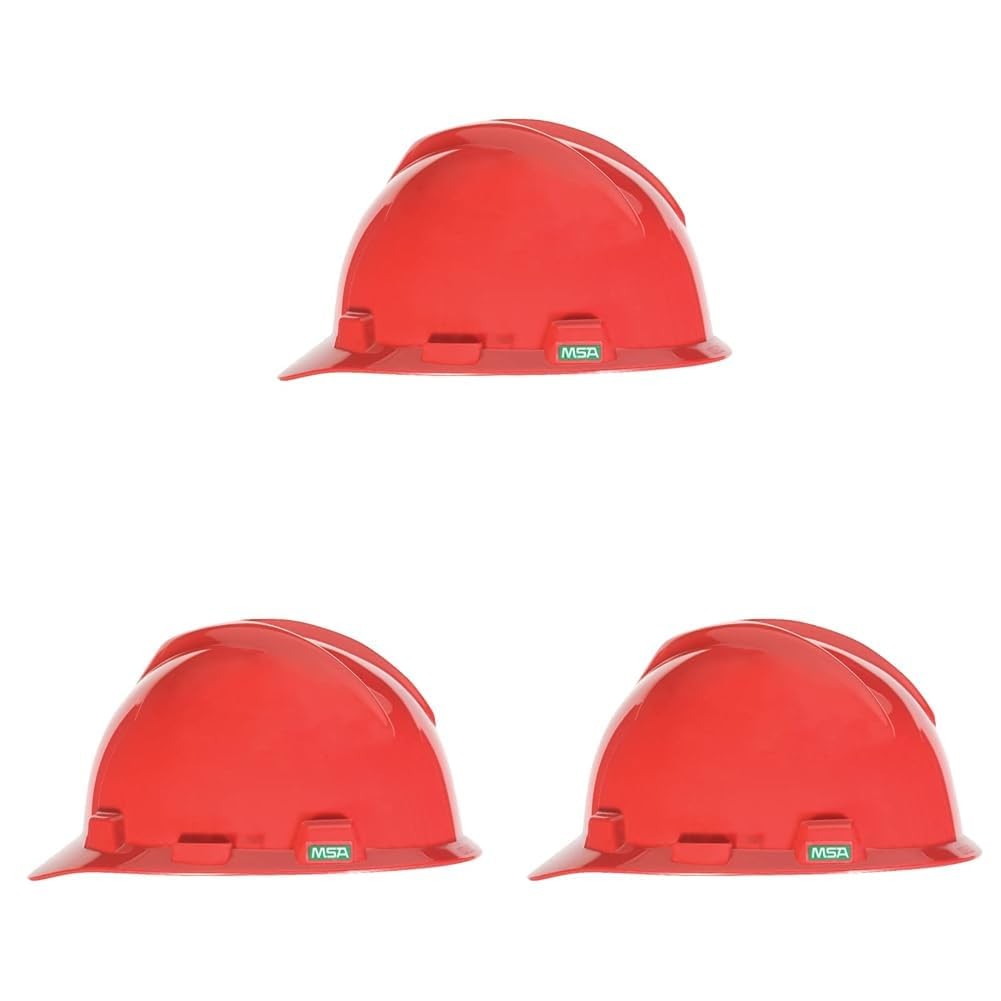 MSA 463947 V-Gard Hard Hat Standard Polyethylene 4-Point Staz-On Red