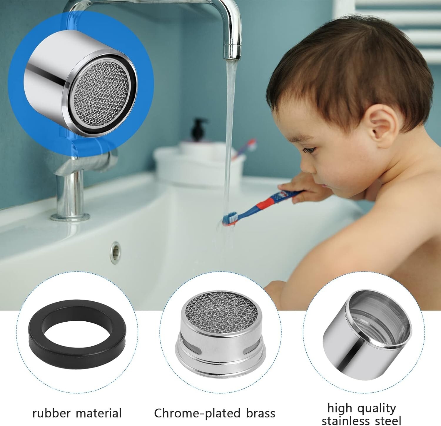 4 Pcs Bathroom Sink Filter Kitchen Faucet Aerator with Brass Shell Female Thread