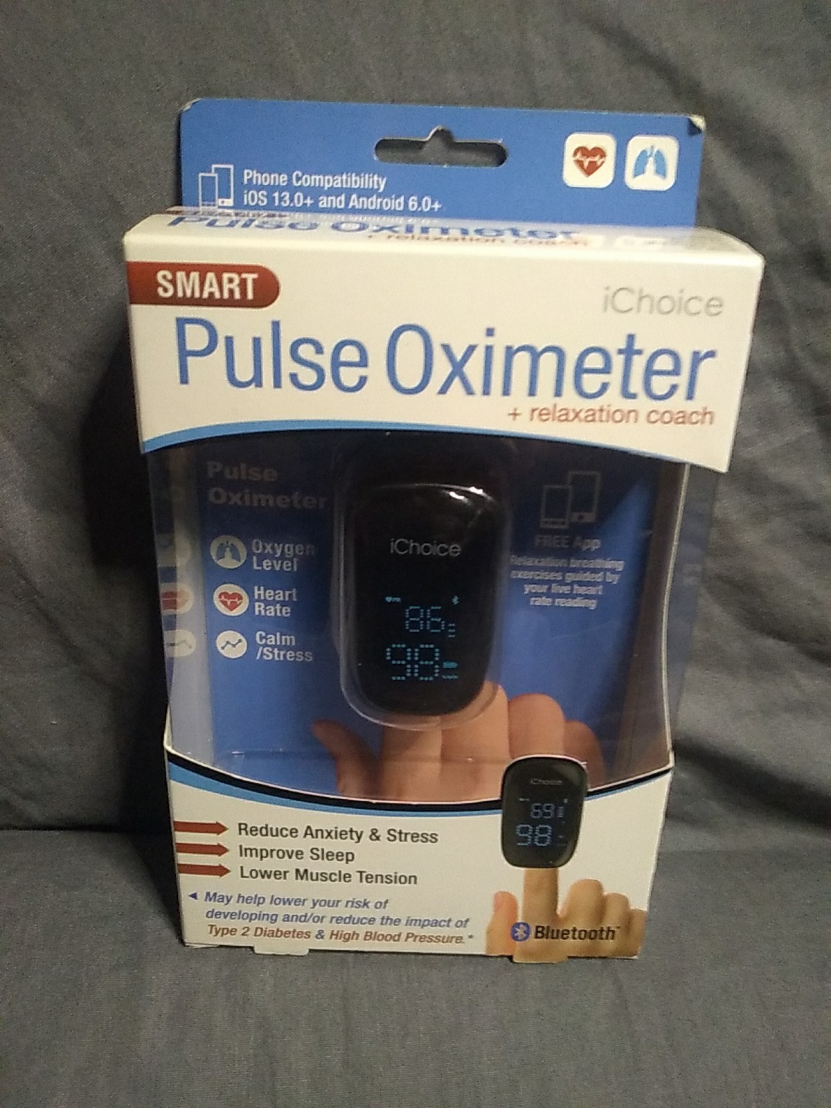 iChoice Smart Pulse Oximeter Monitor! Heart Rate + Oxygen Level + Bluetooth NEW!