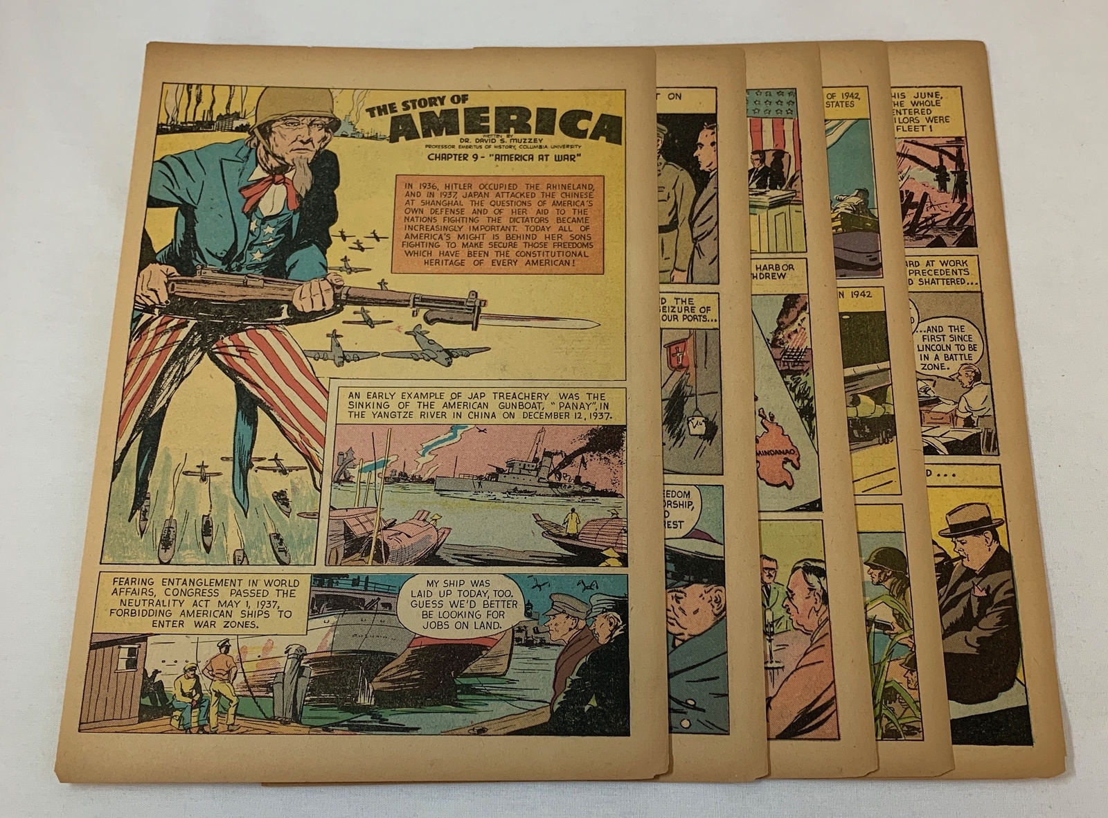1943 ten page cartoon story ~ STORY OF AMERICA #9 - AMERICA AT WAR IN WWII
