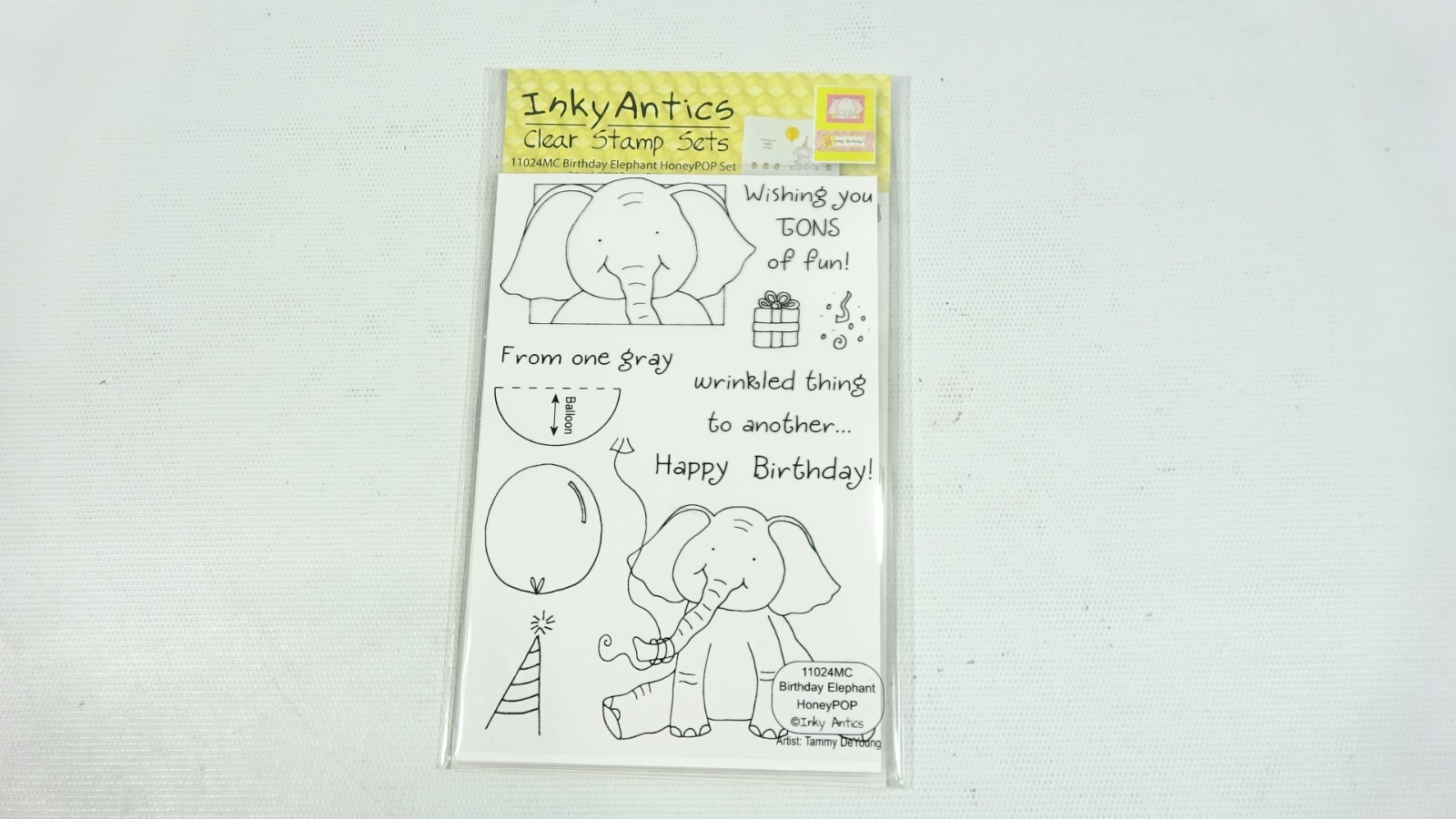 Inky Antics Clear Rubber Stamps Birthday Elephant 11024MC
