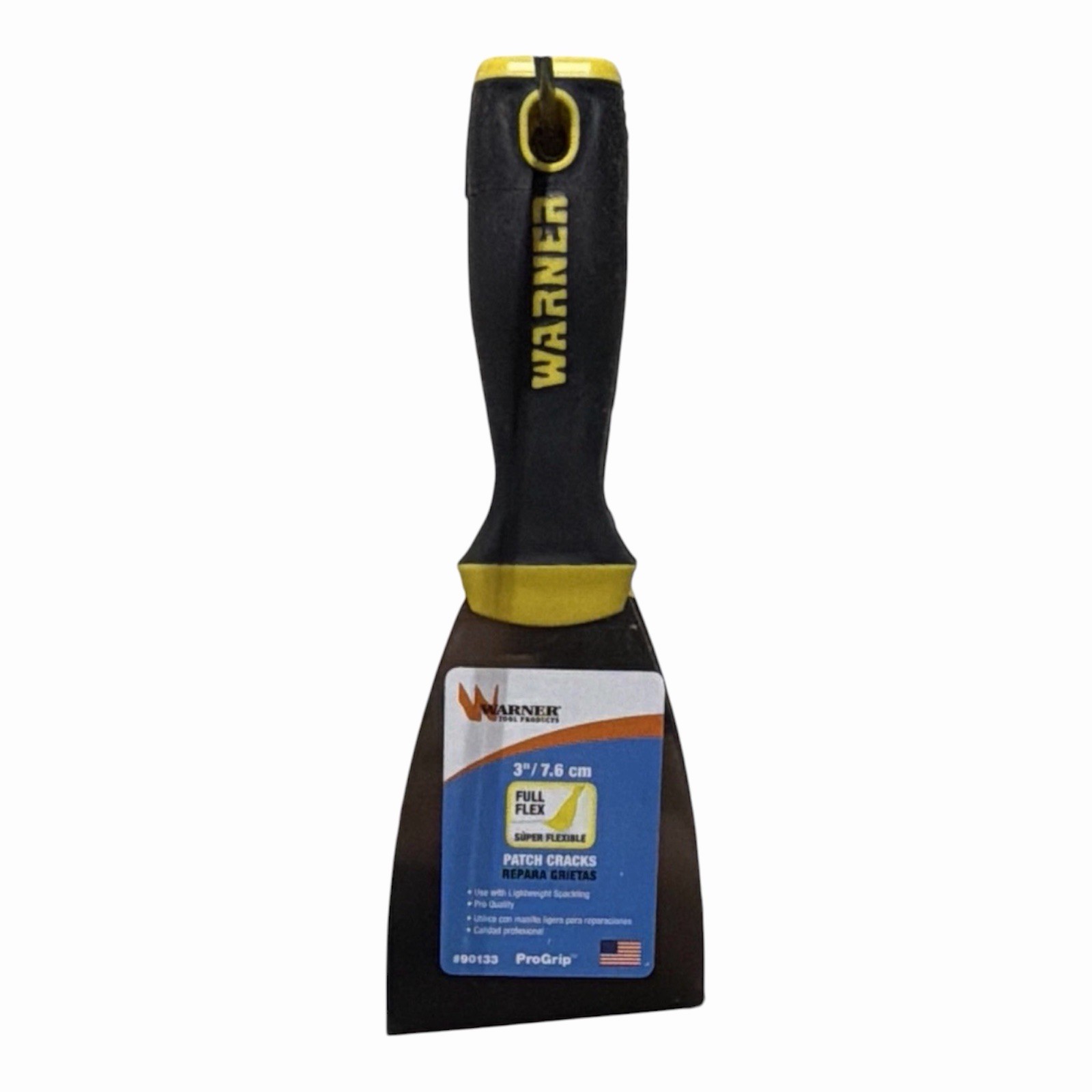 Warner ProGrip Model 90133 3in Flex Metal Blade Putty Knife Black/Yellow