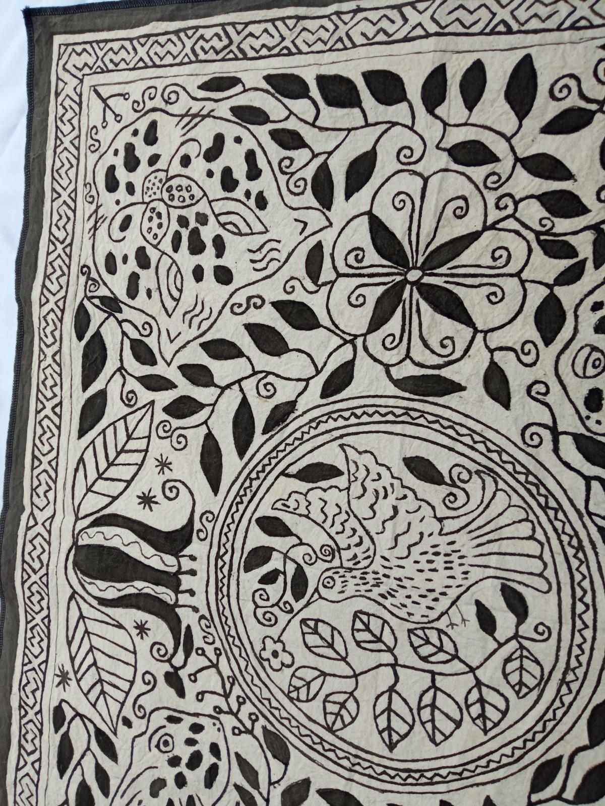 Shipibo Native aya visions Painted Textile 39” X 30.50”