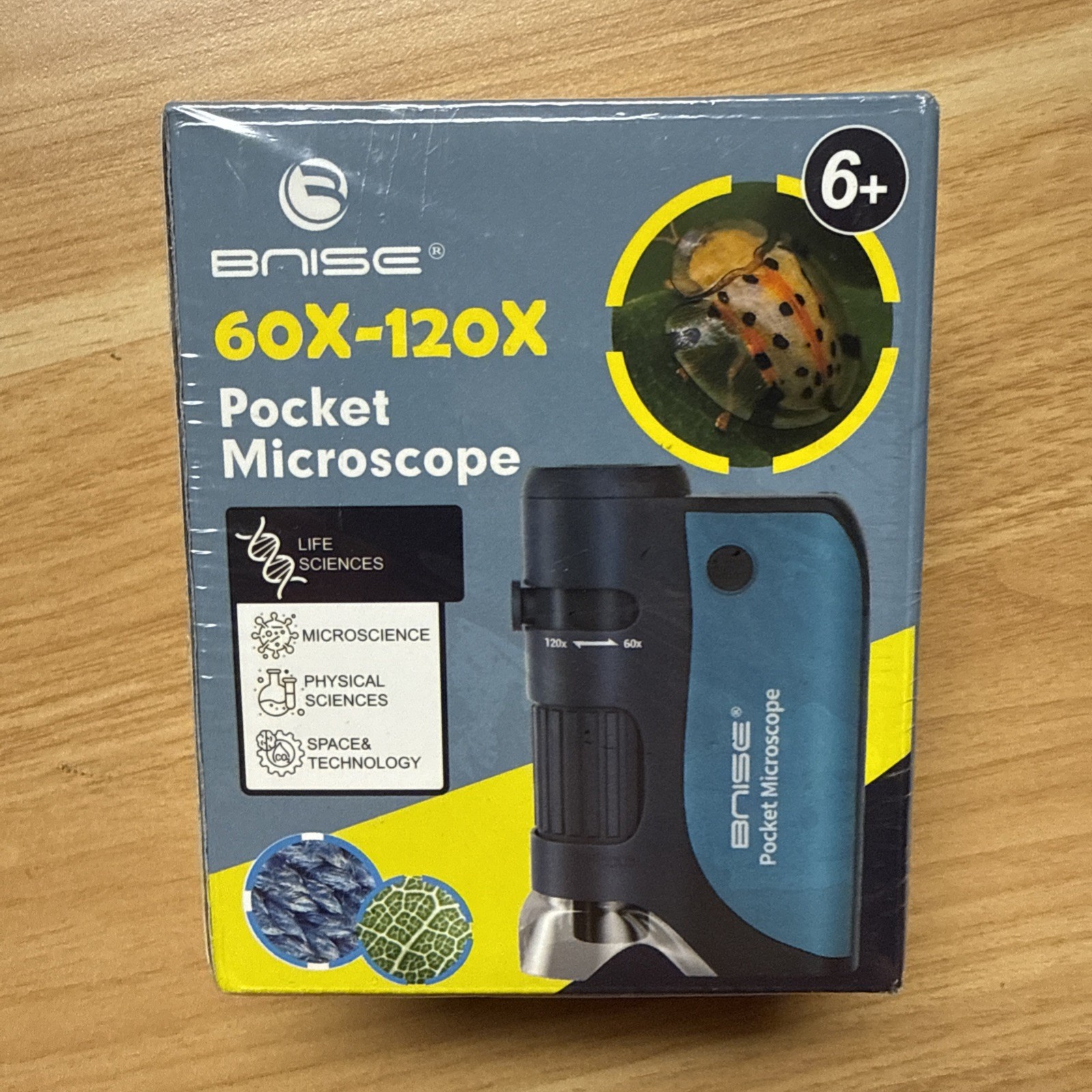 BNISE Pocket Microscope 60X-120X - Portable Handheld for Kids Microscience