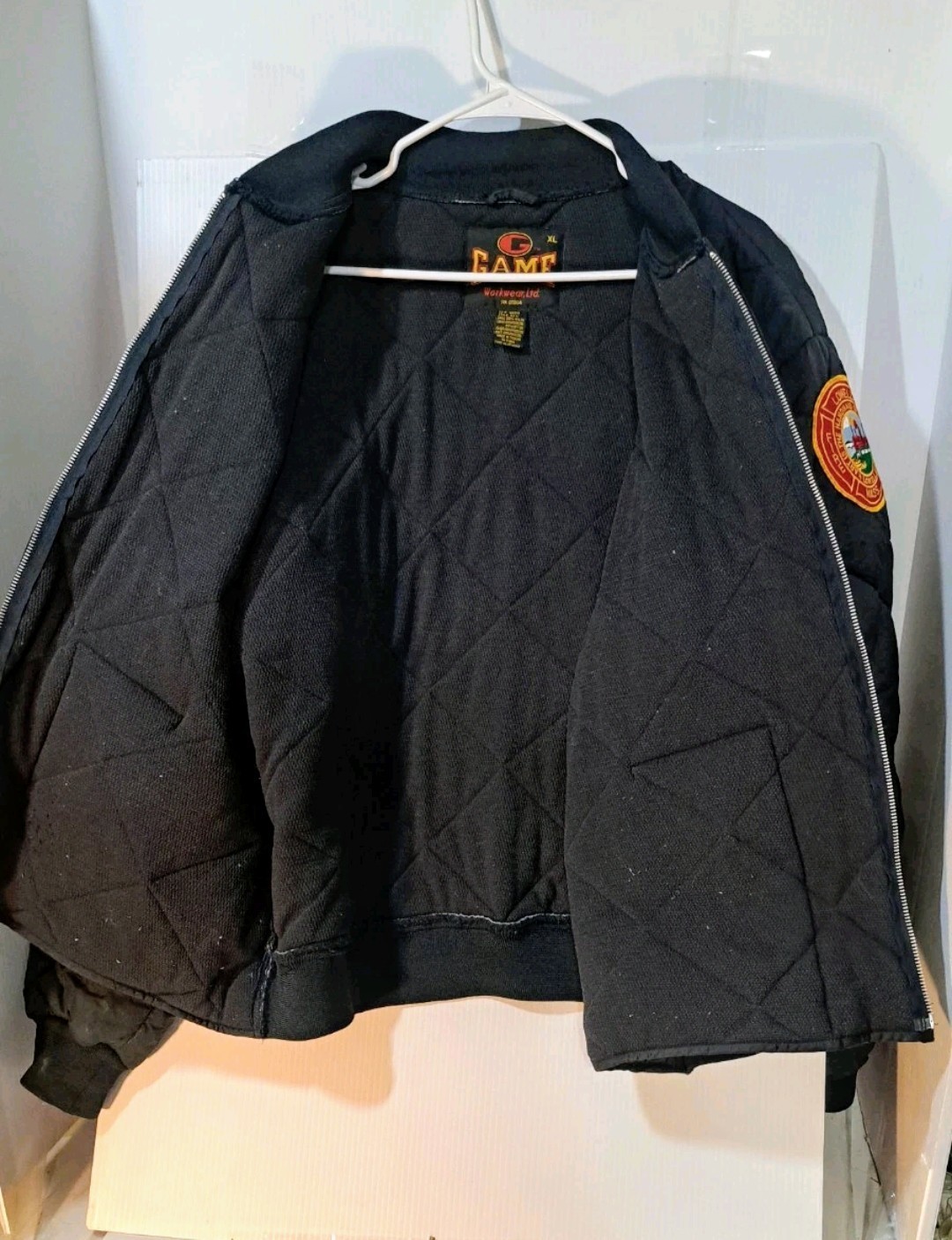 Lowell MA Fire Dept Game The Bravest Quilted Jacket Eng 11 Men 2XL US Flag