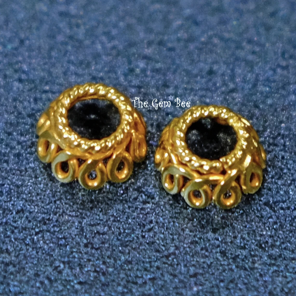 4.5mm 18k Solid Yellow Gold Petite Bead Cap Finding (2) or (10)