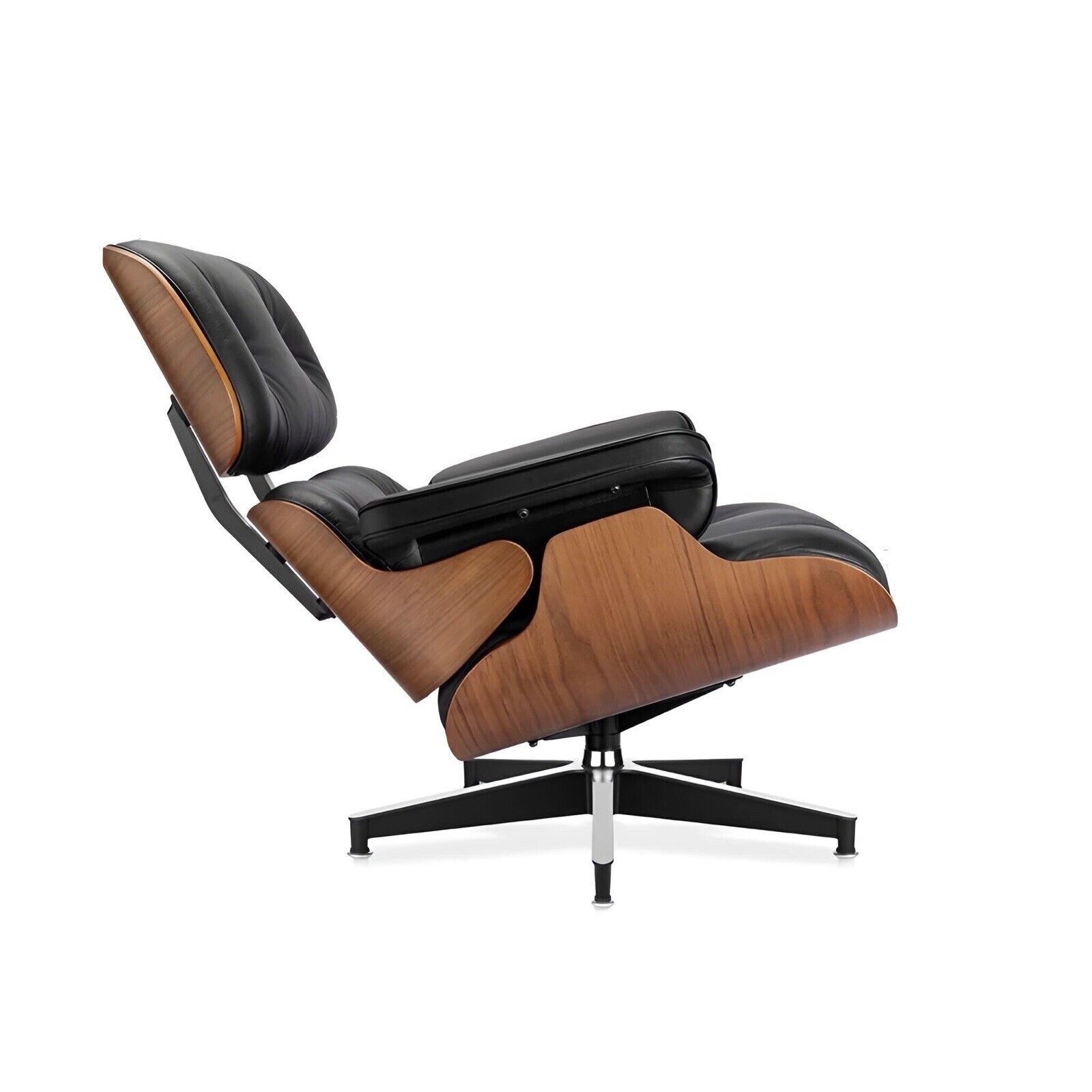 Lounge Chair and Ottoman Set Swivel Armchair Real Leather Walnut Rosewood