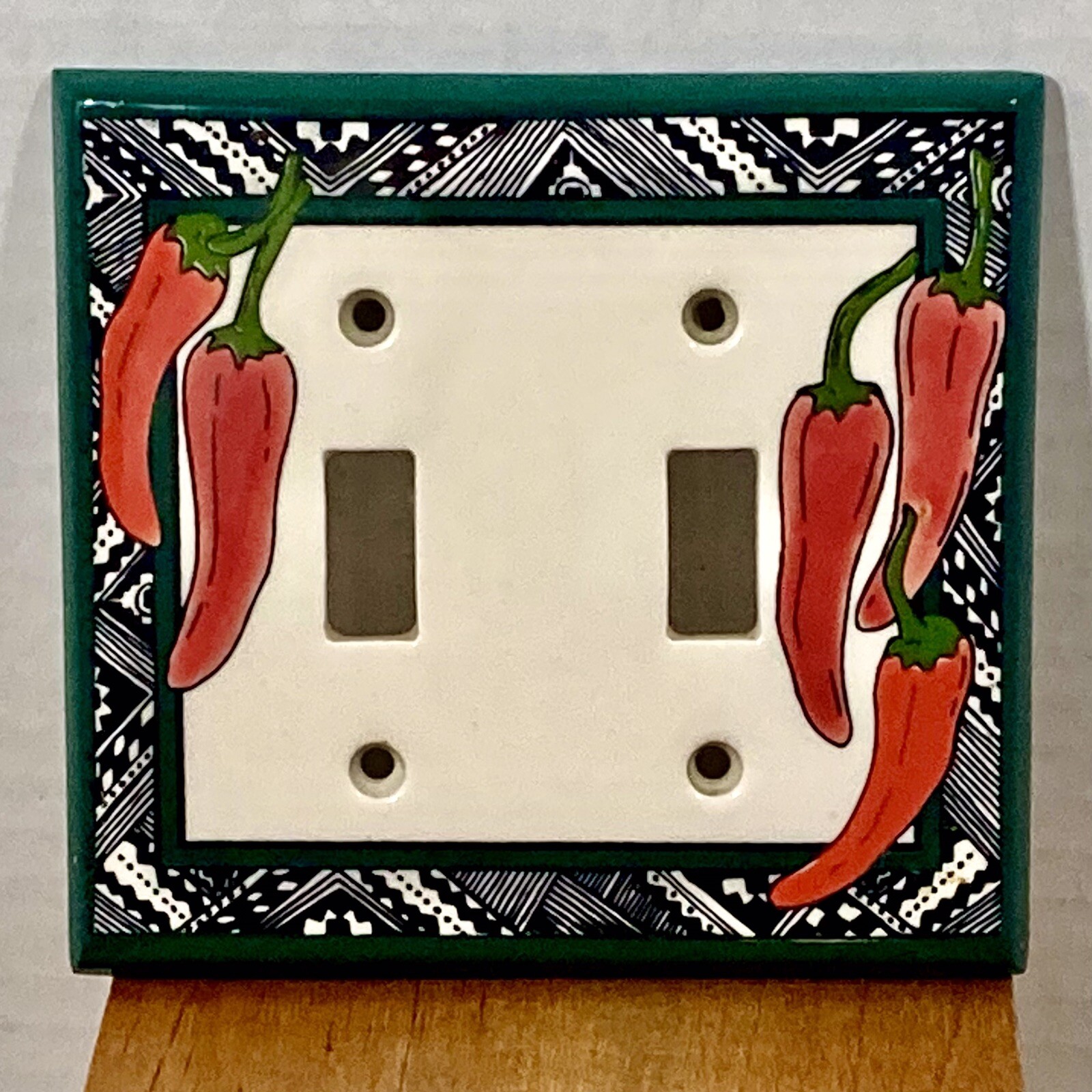All Fired Up Ceramic Red Hot Chili Pepper Double Toggle Switch Cover Plate