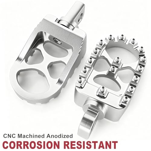 CNC Motorcycle Wide Foot Pegs Aluminum 360° Roating Adjustable Suitable Silver