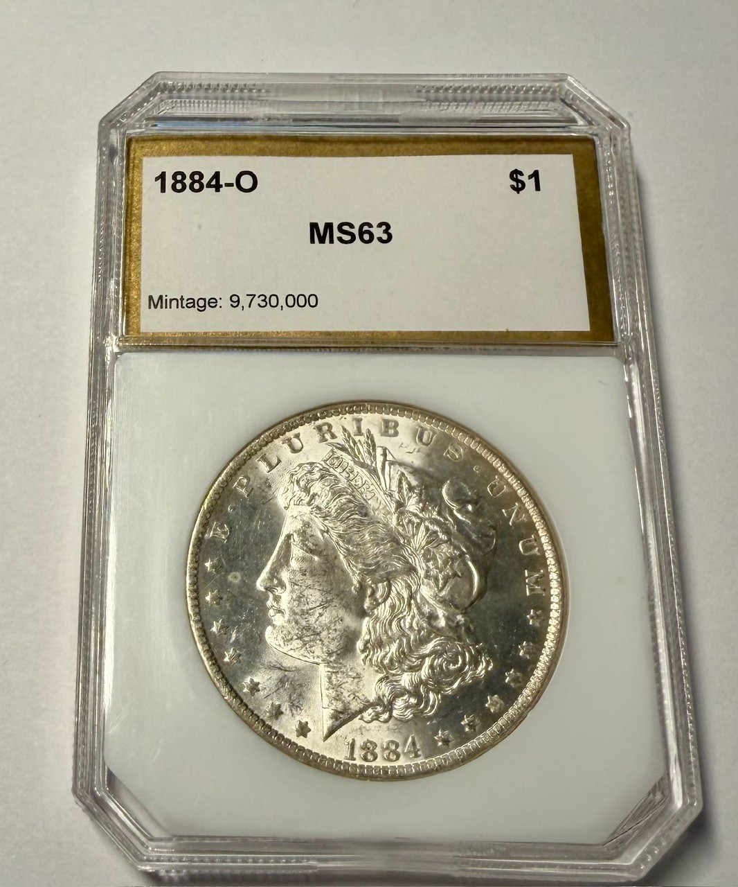 1884-O Morgan Silver Dollar MS63 PCI Holder