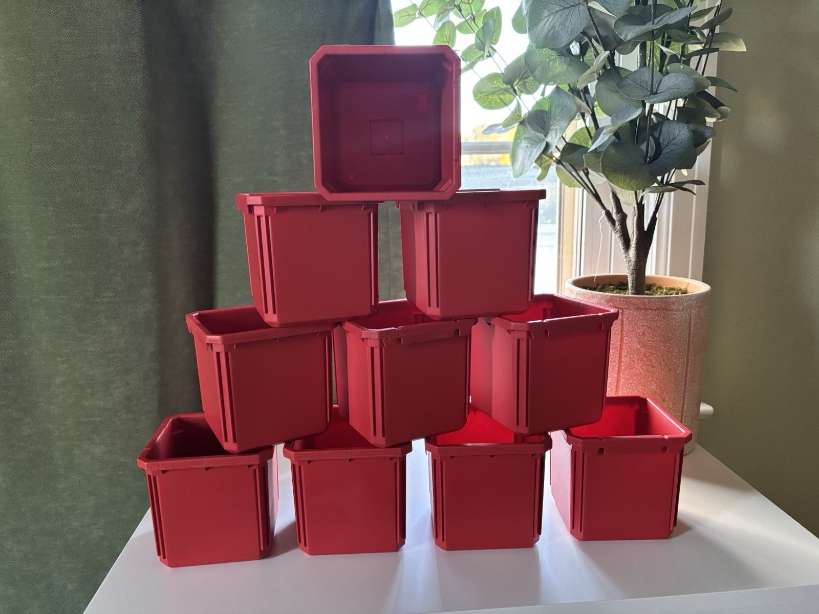 10 Red Milwaukee Tool Plastic Warehouse Storage Bins Set - MPN 671