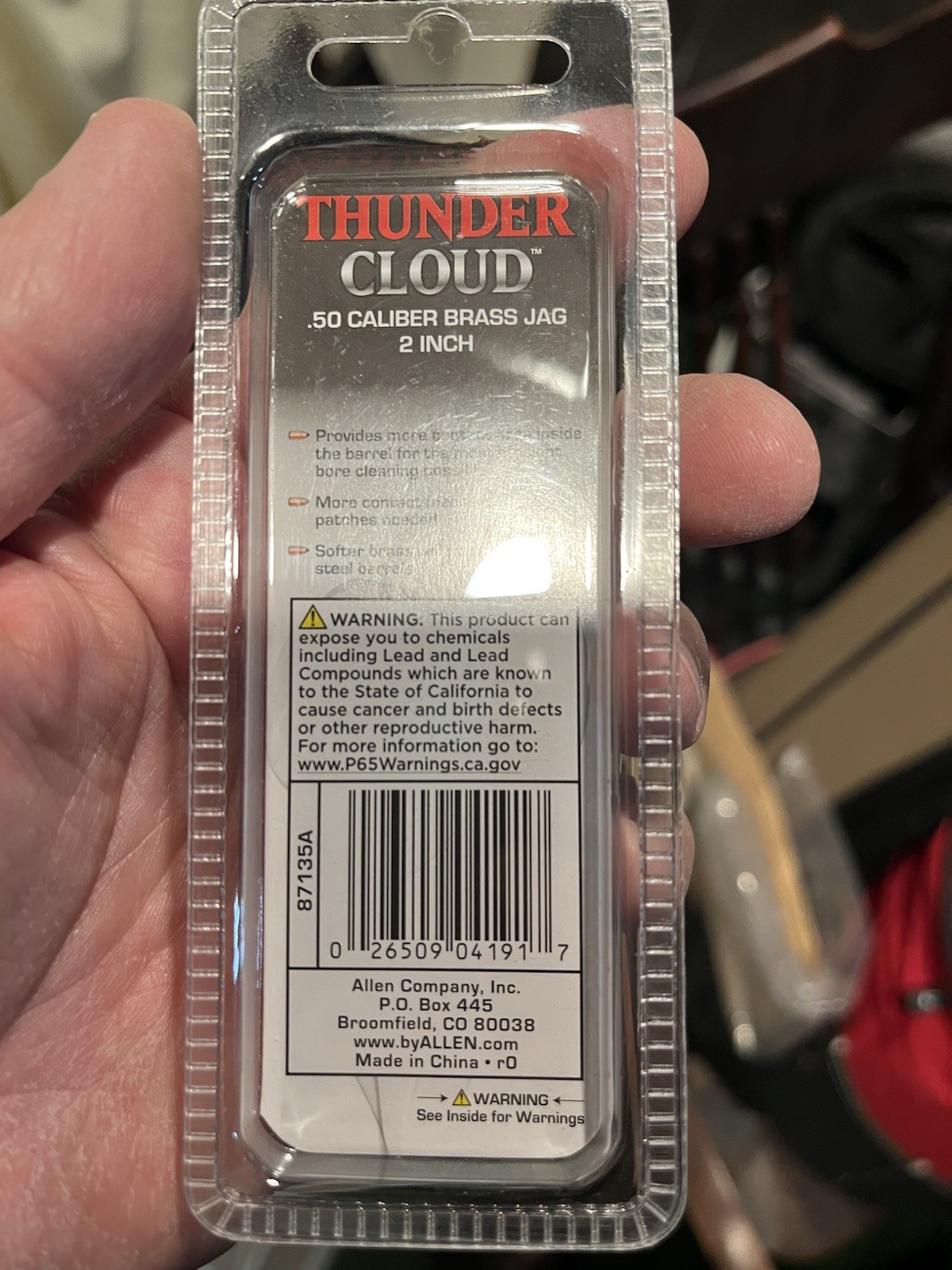 Allen Thunder Cloud 50 Caliber Brass Cleaning Patch Jag 2” Muzzleloader