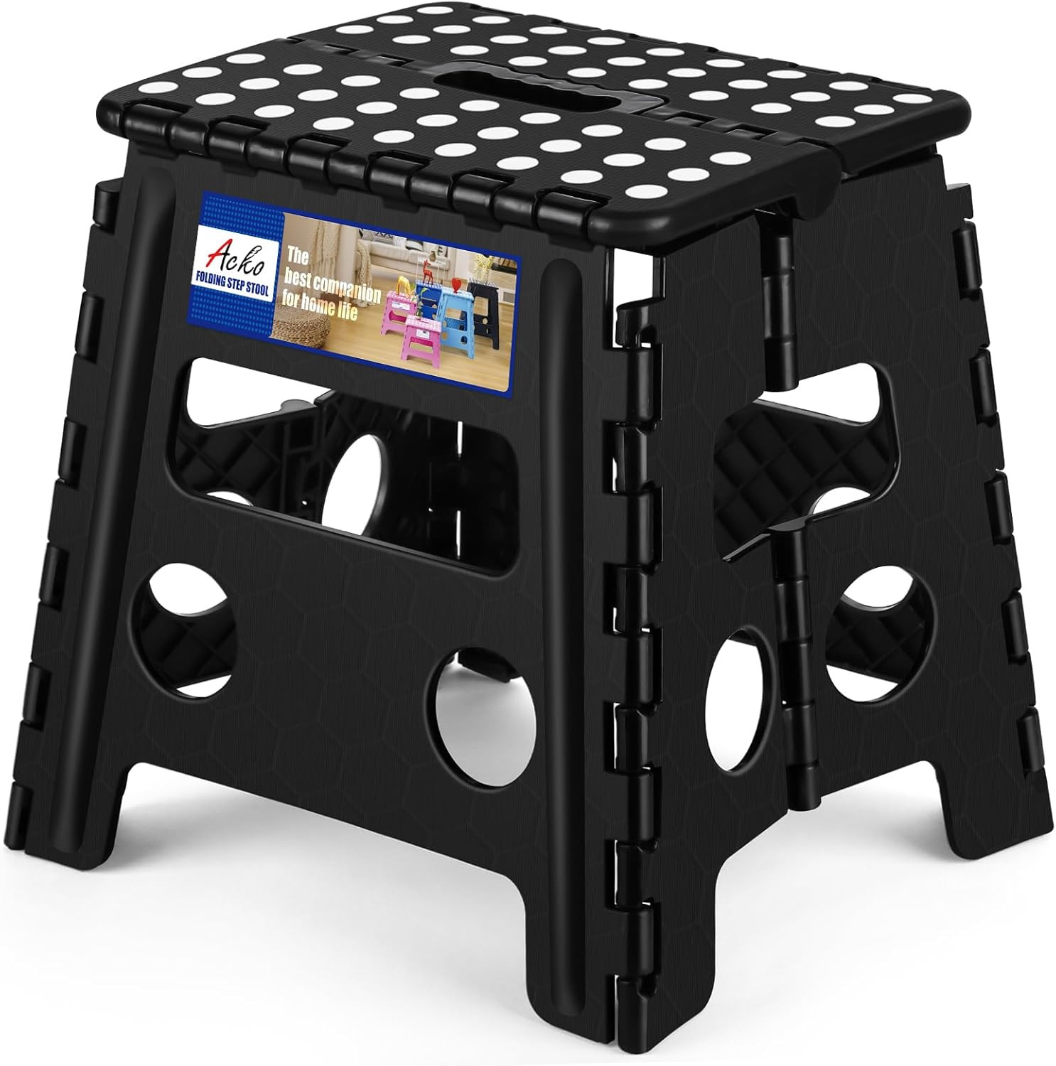 Folding Step Stool 13 Inch, Sturdy Collapsible Step Stool Foldable up to 300 Lbs