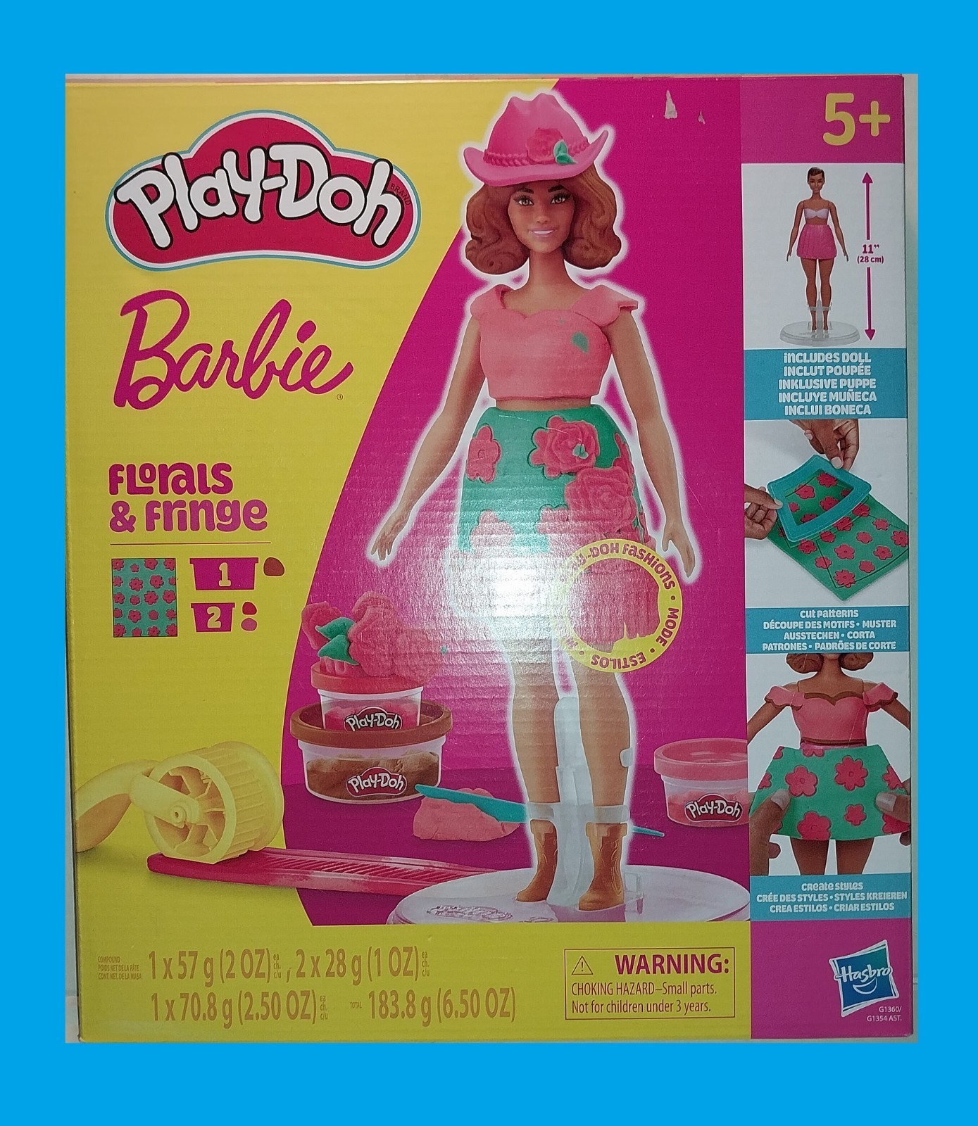NEW Play-Doh BARBIE FLORALS and FRINGE Dress Fashions Set includes 11" DOLL $8Sh