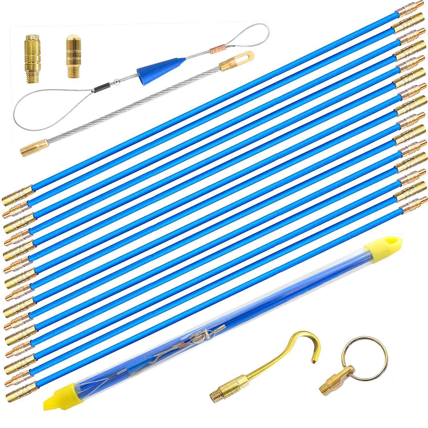 50' Fiberglass Cable Wire Running Rod Coaxial Electrical Connectable Fish Tap...