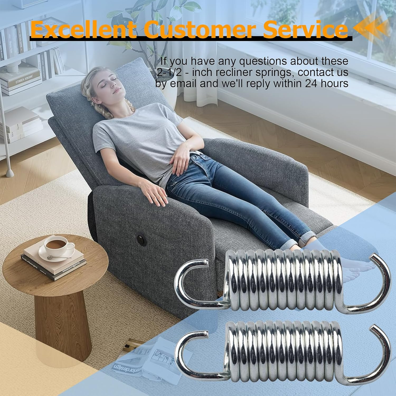 8 Pack 2-1/2 Inches Overall Length Spring Furniture Replacement Extension Tensio