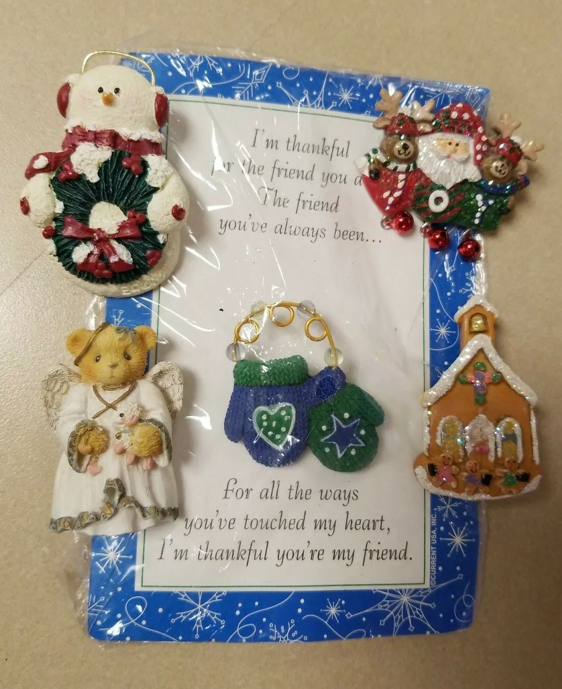 Lot Of 5 Cute Christmas Pins Brooch Snowman Gloves Angel