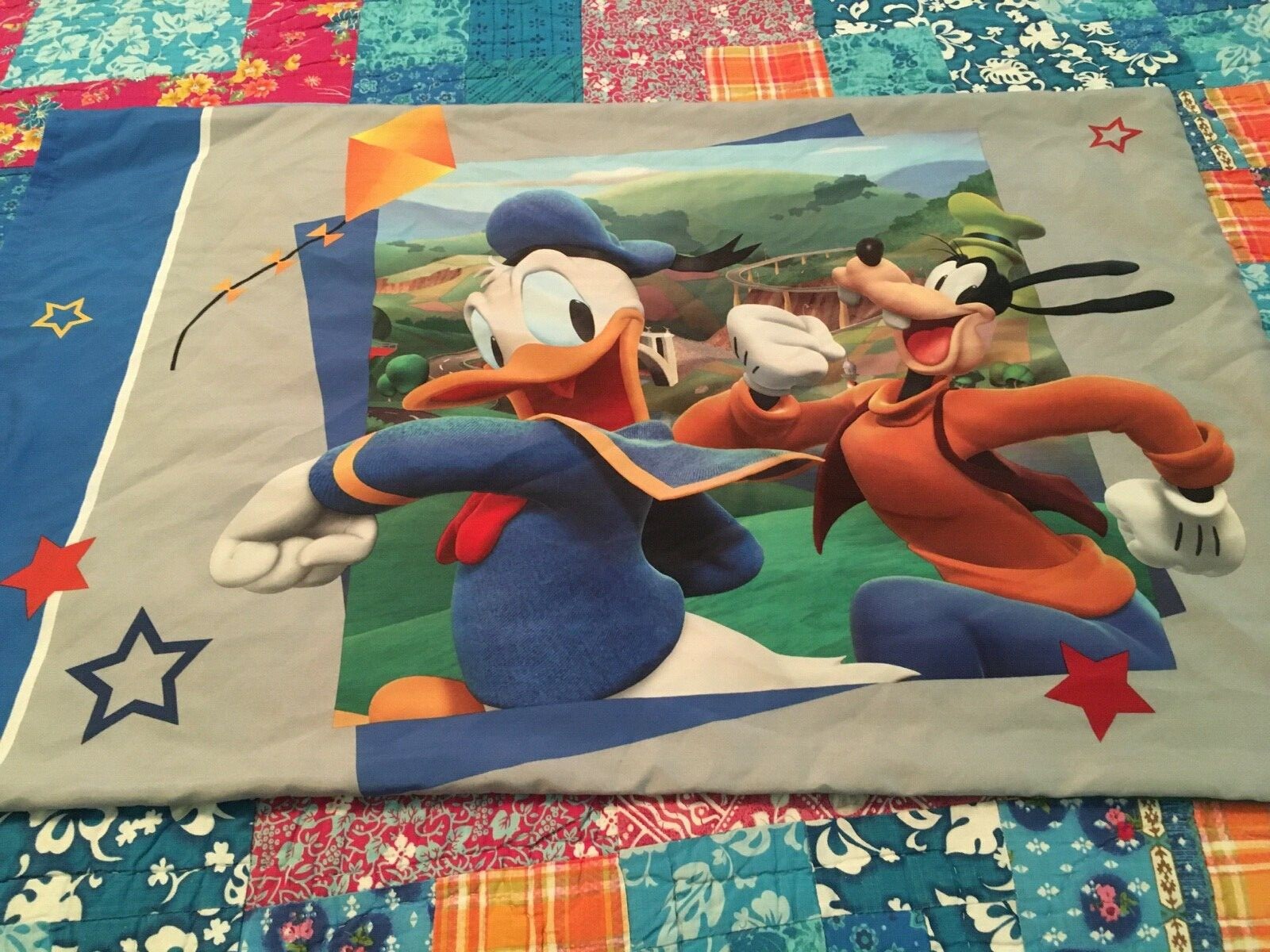 Disney Mickey Mouse 2 Sided Standard Pillowcase Donald Duck Goofy Polyester