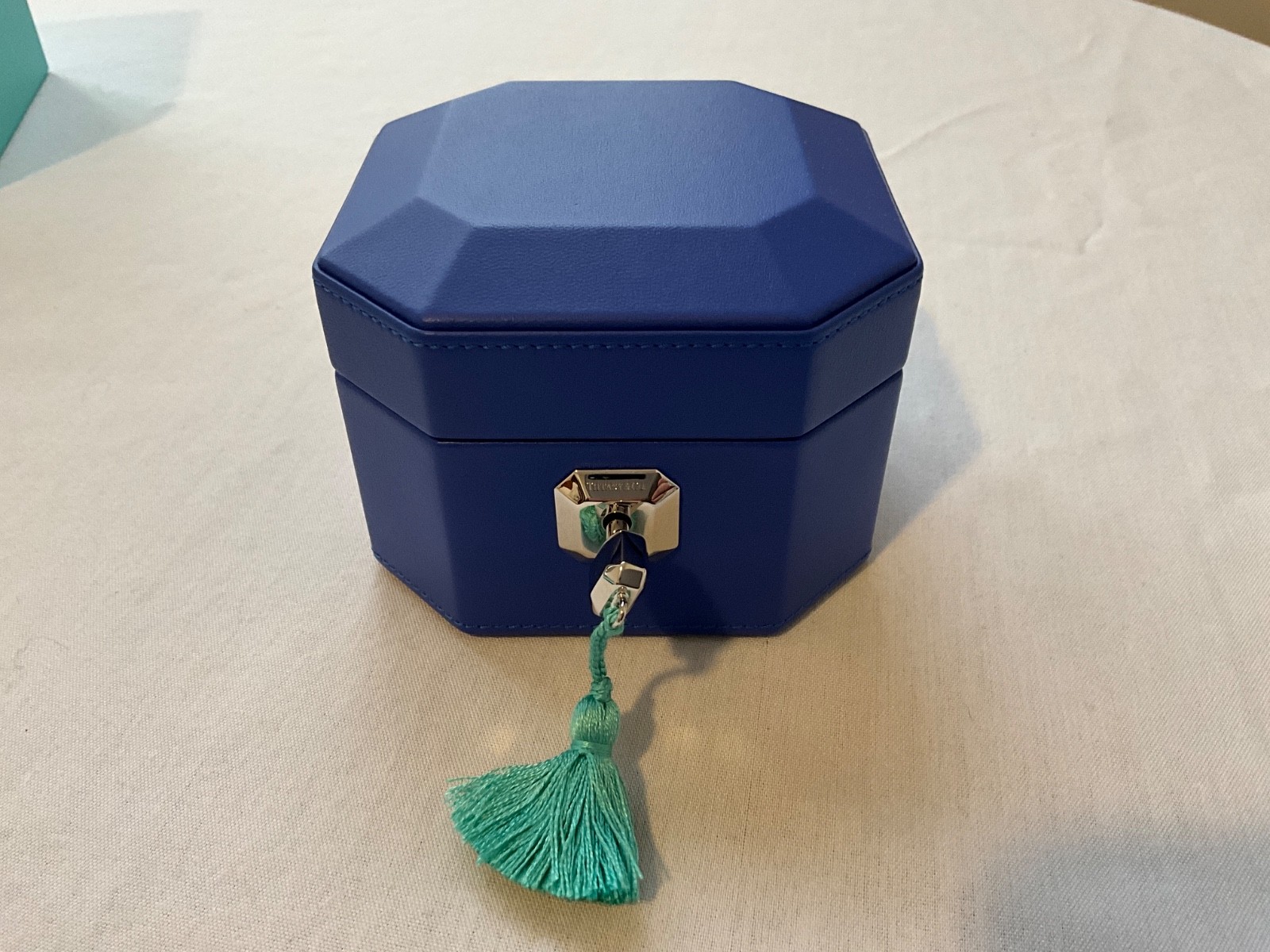 NEW Tiffany & Co Small Facet Jewelry Accessory Box Case Leather w/ box storage