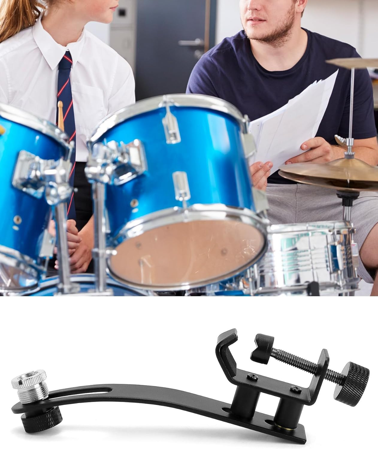 Metal Drum Microphone Shockproof Clip Set with Adjustable C-Clamp Mounts