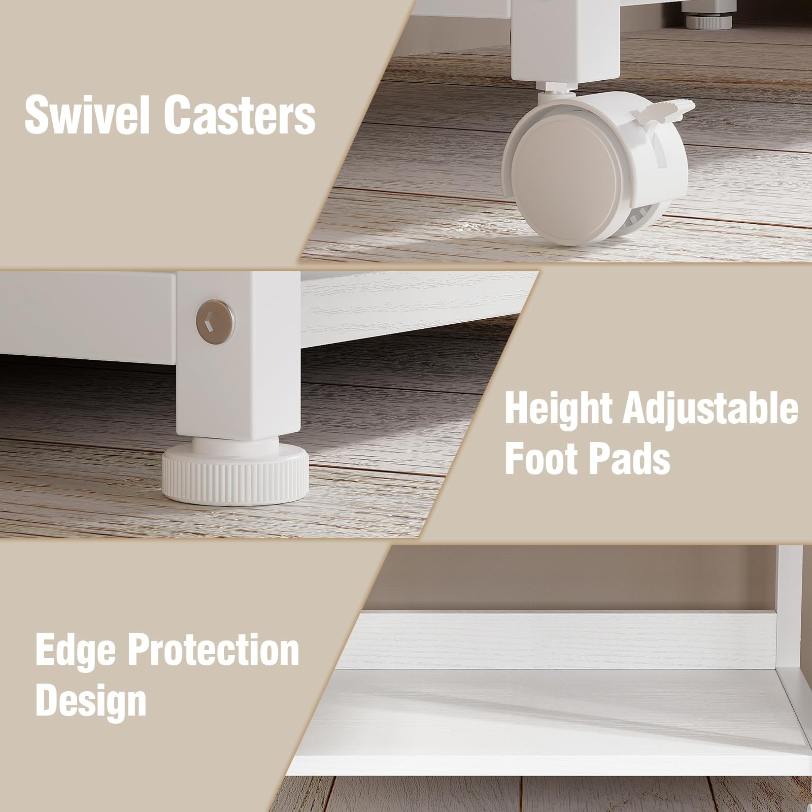 Large Printer Stand with Storage Fabric Drawer Under Desk Printer Table with ...
