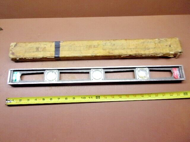 Vintage 24"EMPIRE MAGNETIC LEVEL Aluminum USA Made Missing One 45 Degree Bubble