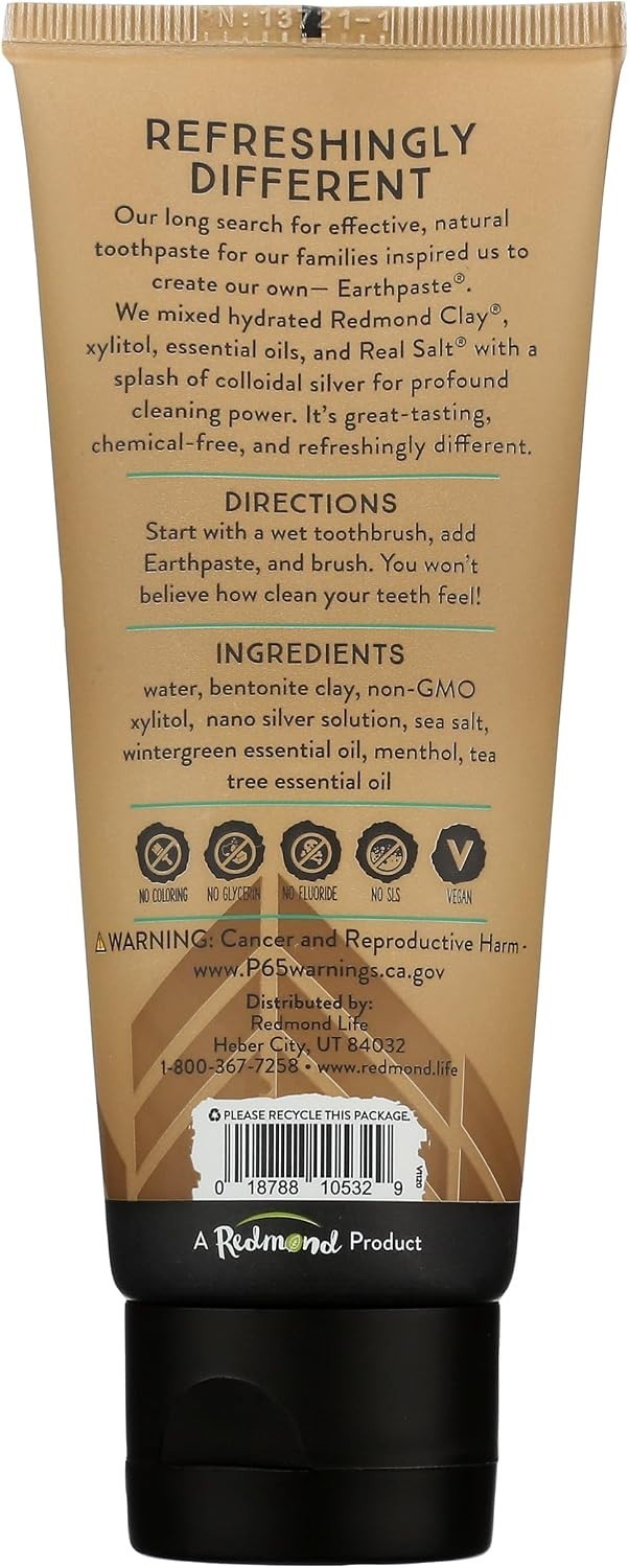 Refreshing Wintergreen Earthpaste with Silver - Chemical-Free 4 oz Toothpaste