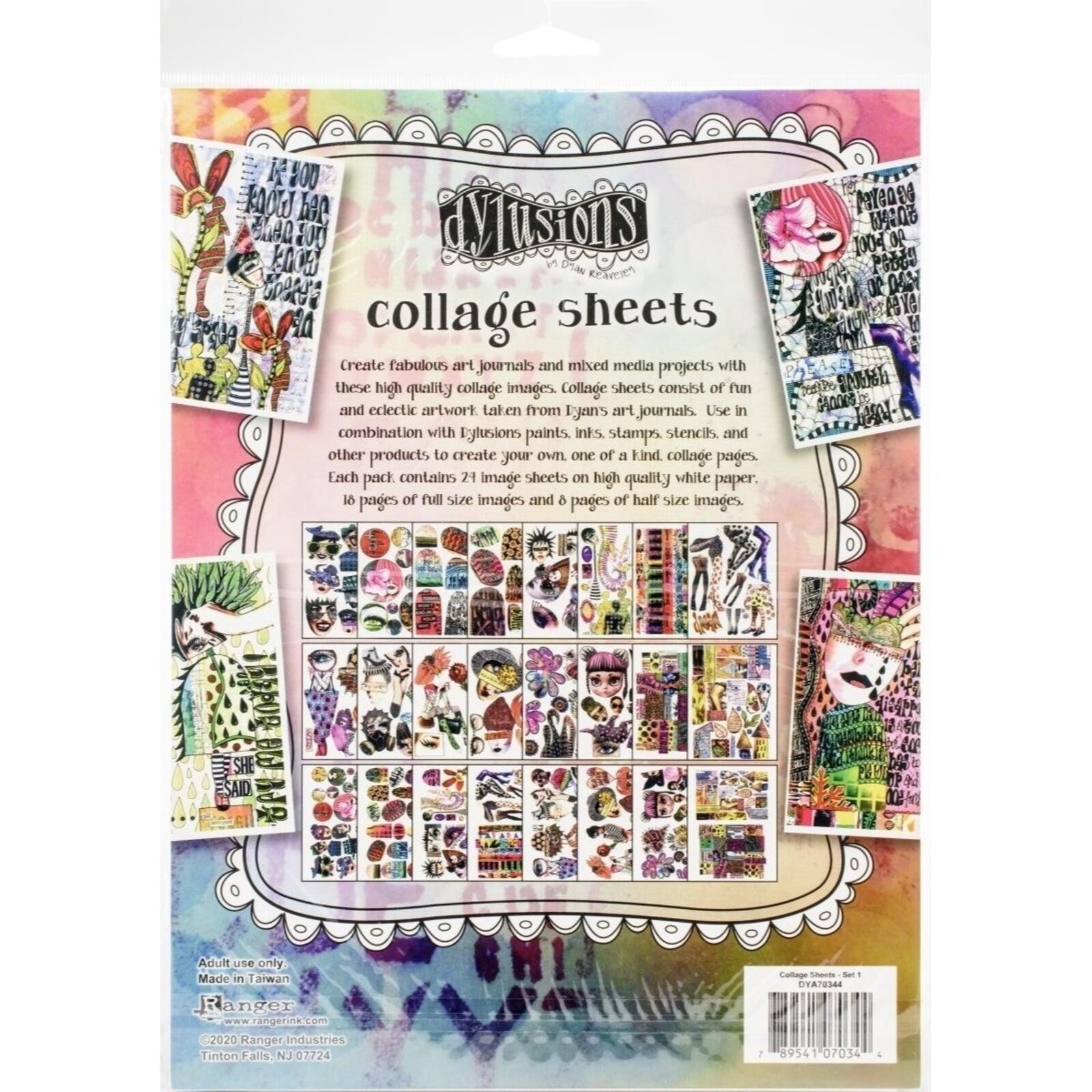 Ranger Dylusions Collage Sheet 8.5 X 11 Set 1 24pc