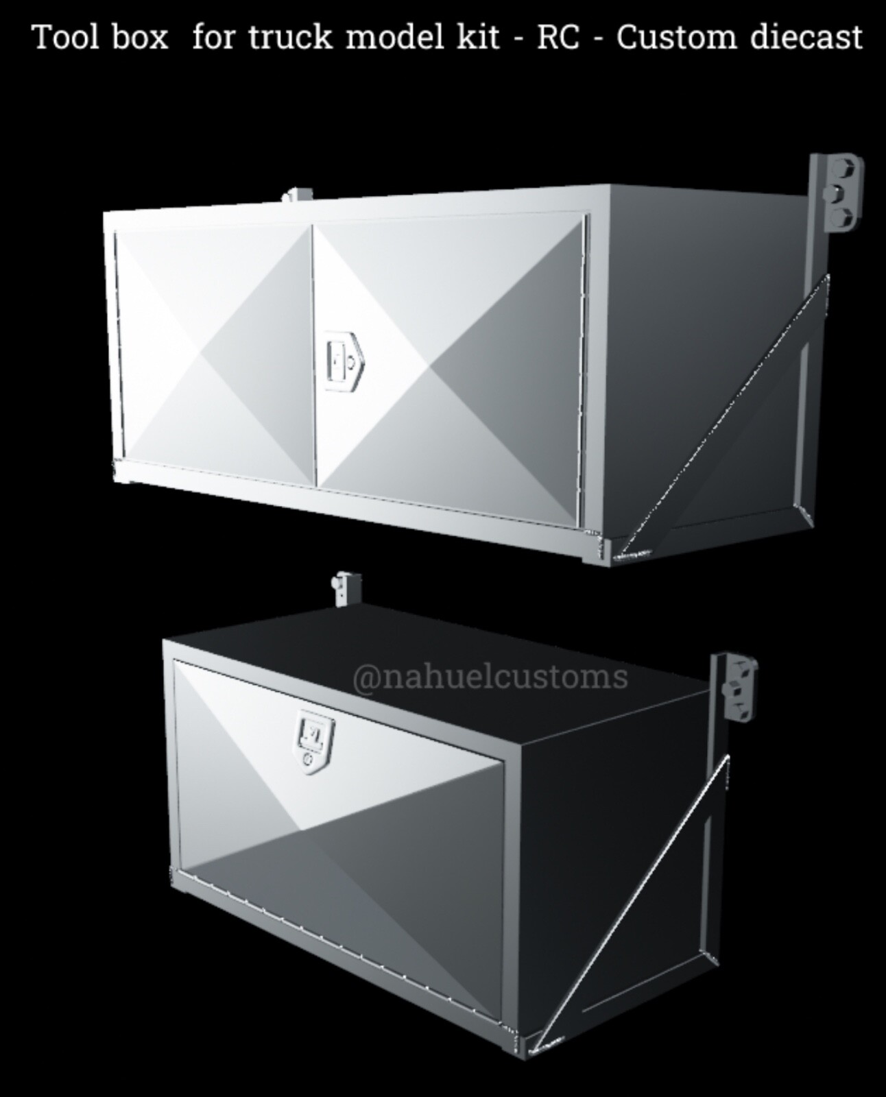 1/25th scale resin 3d printed tool boxes designed by Nahuel Customs